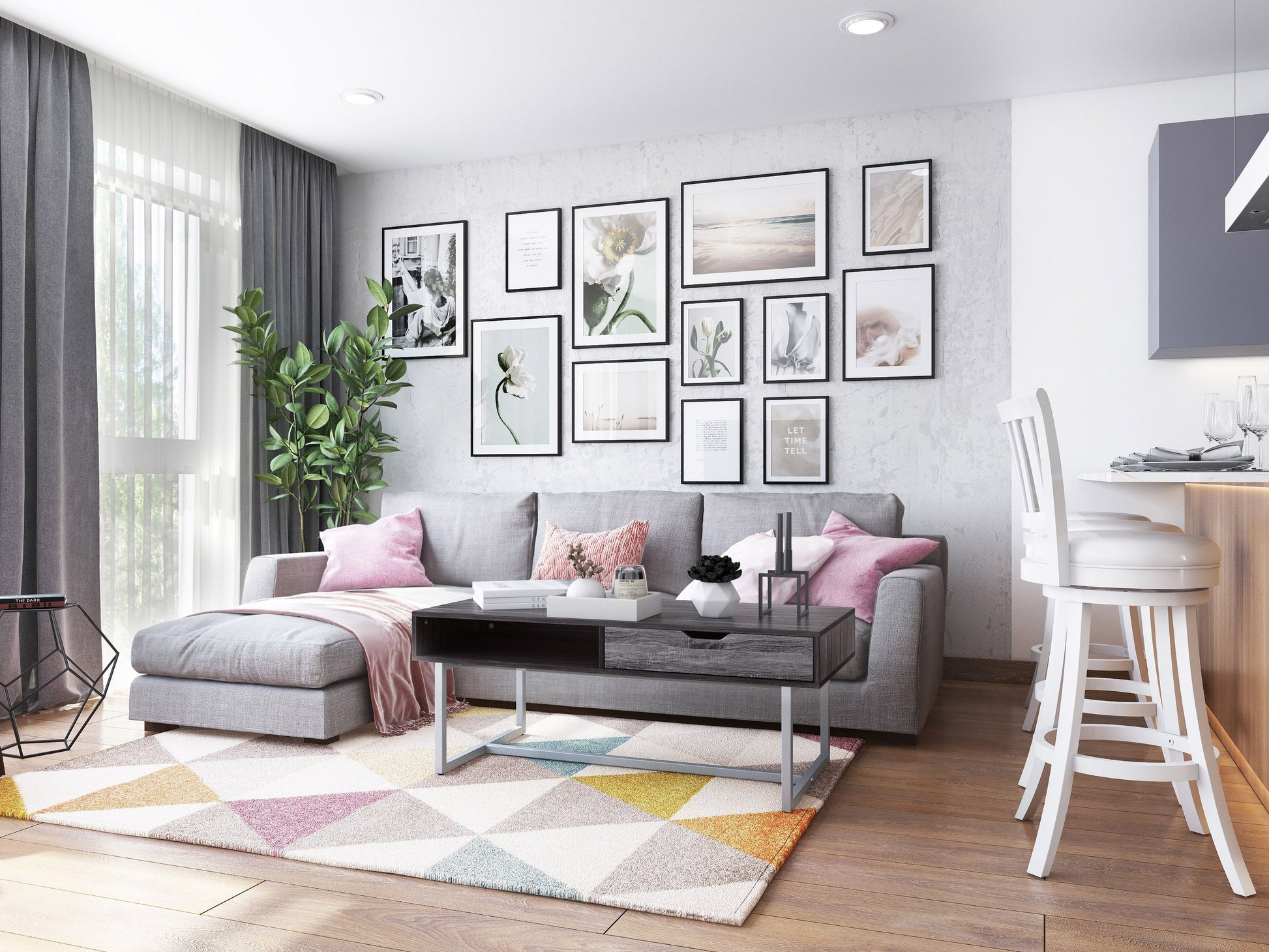 grey Modern Rectangular Coffee Table Marley Collection lifestyle scene by CorLiving#color_grey