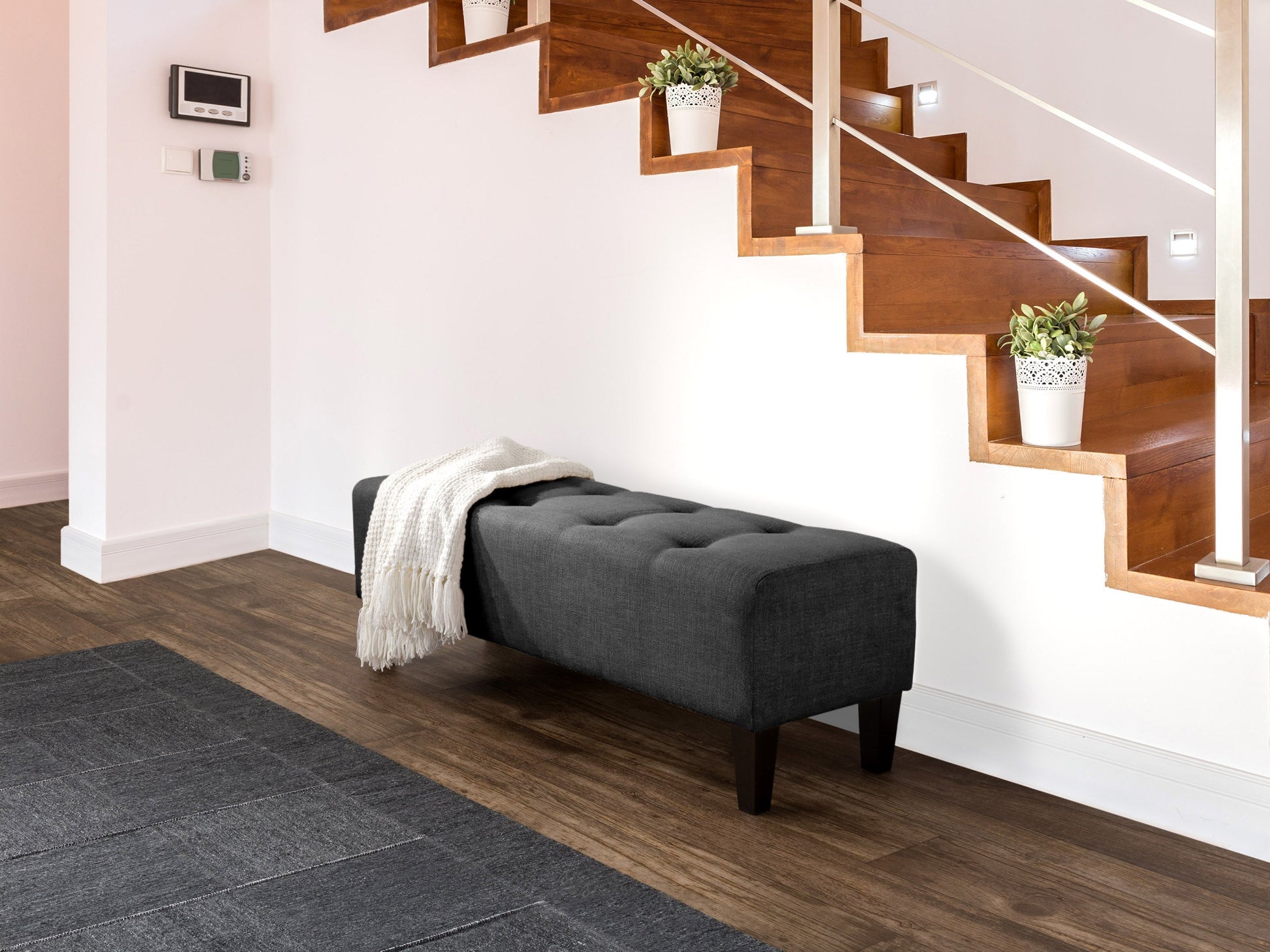 dark grey Accent Bench Raya Collection lifestyle scene by CorLiving#color_raya-dark-grey