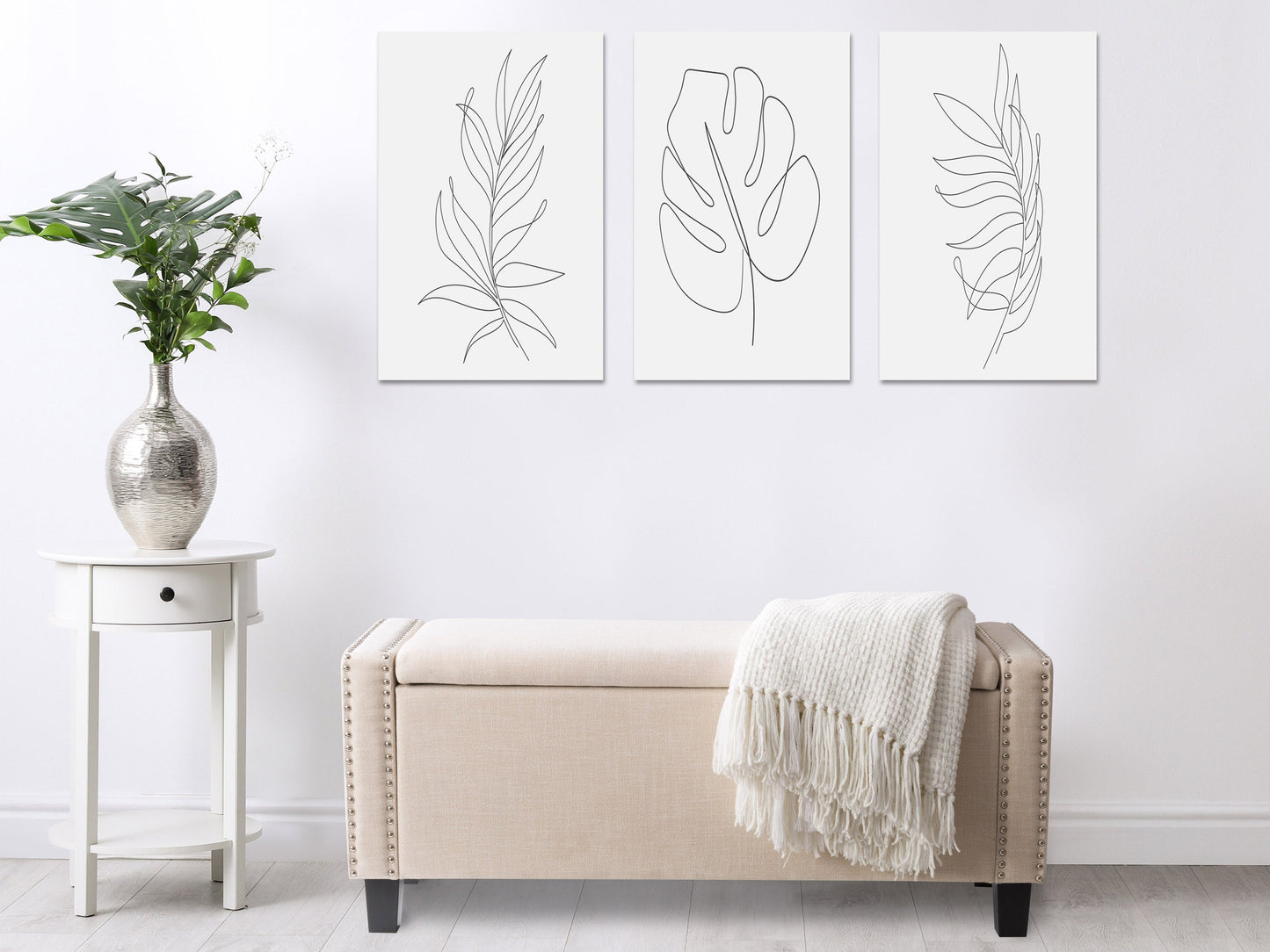 beige End of Bed Storage Bench Luna Collection lifestyle scene by CorLiving#color_luna-beige