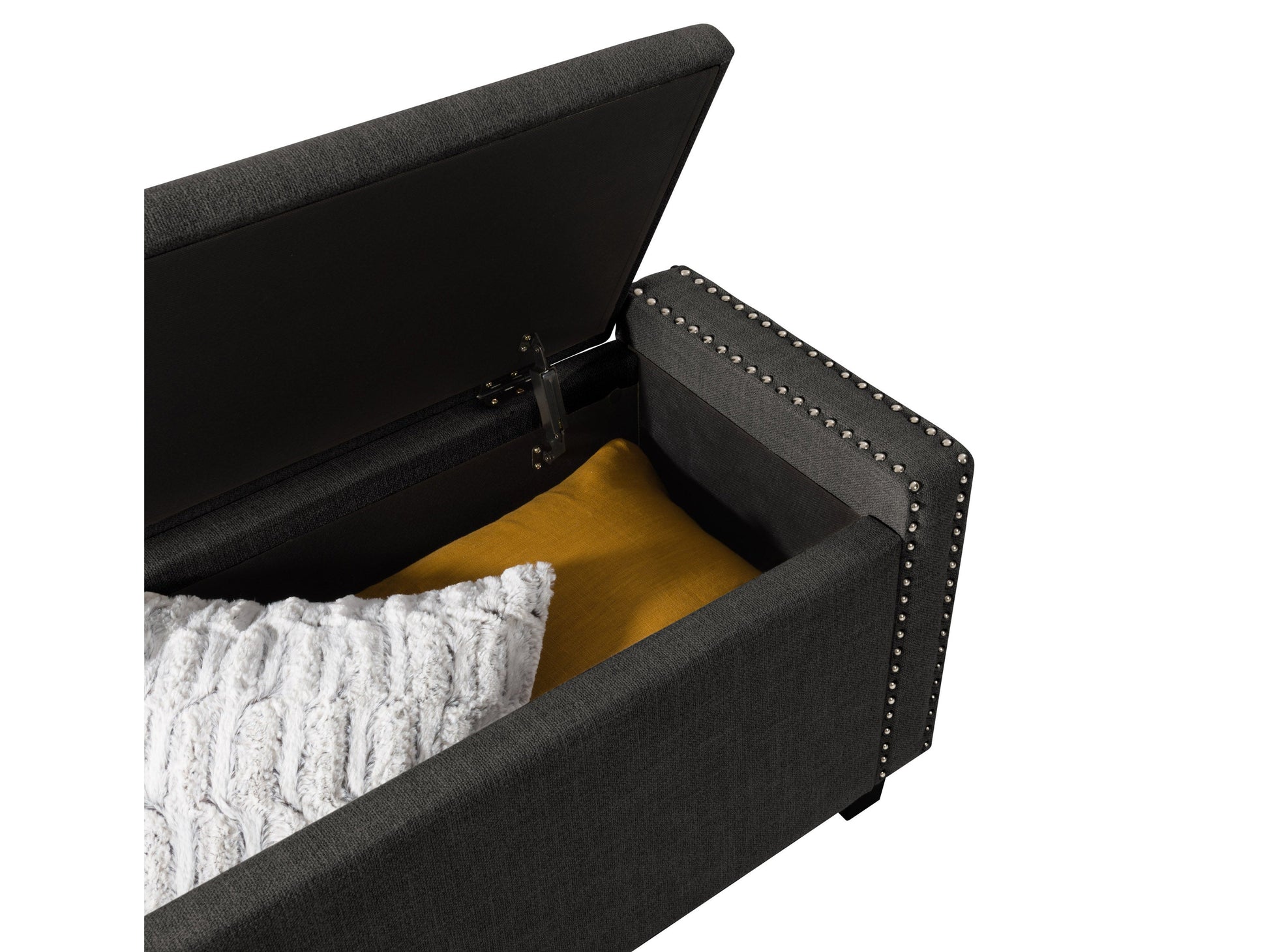 dark grey End of Bed Storage Bench Luna Collection detail image by CorLiving#color_luna-dark-grey
