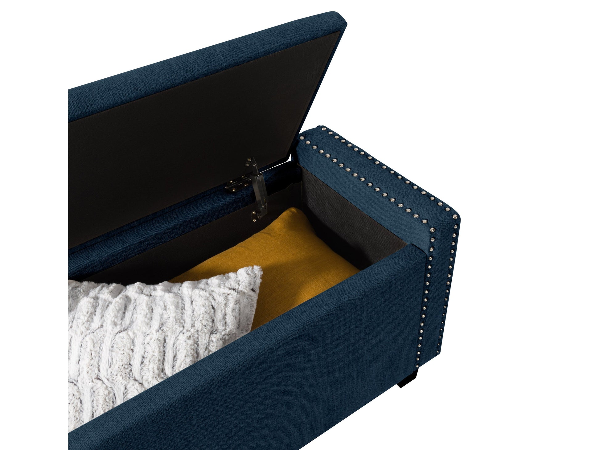 navy blue End of Bed Storage Bench Luna Collection detail image by CorLiving#color_luna-navy-blue