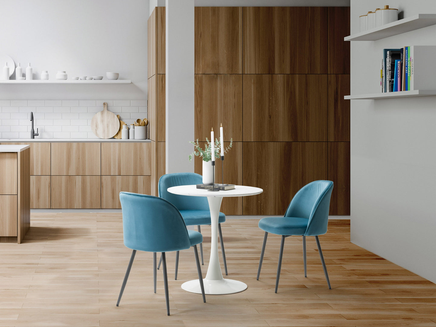blue Velvet Side Chair Ayla Collection lifestyle scene by CorLiving#color_blue