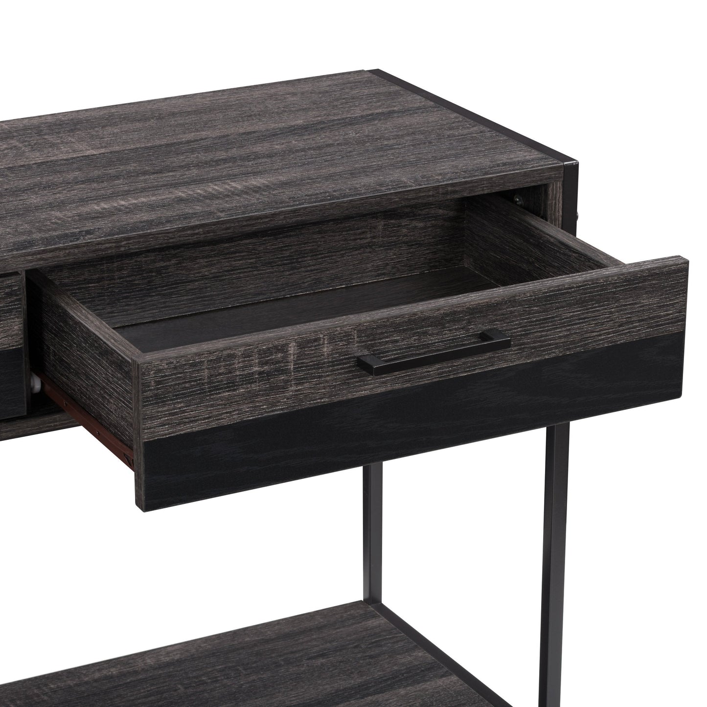 distressed carbon grey black duotone Farmhouse Console Table Joliet Collection detail image by CorLiving#color_distressed-carbon-grey-black-duotone
