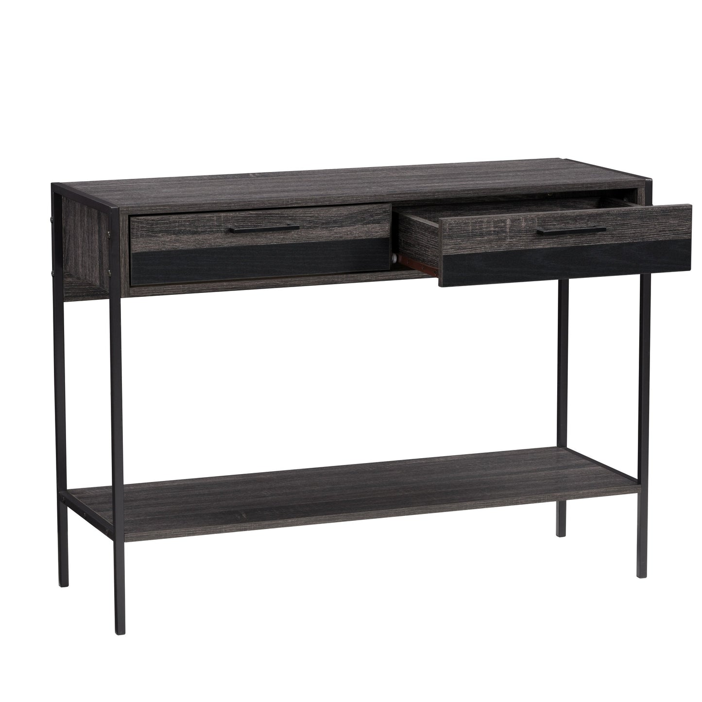 distressed carbon grey black duotone Farmhouse Console Table Joliet Collection product image by CorLiving#color_distressed-carbon-grey-black-duotone