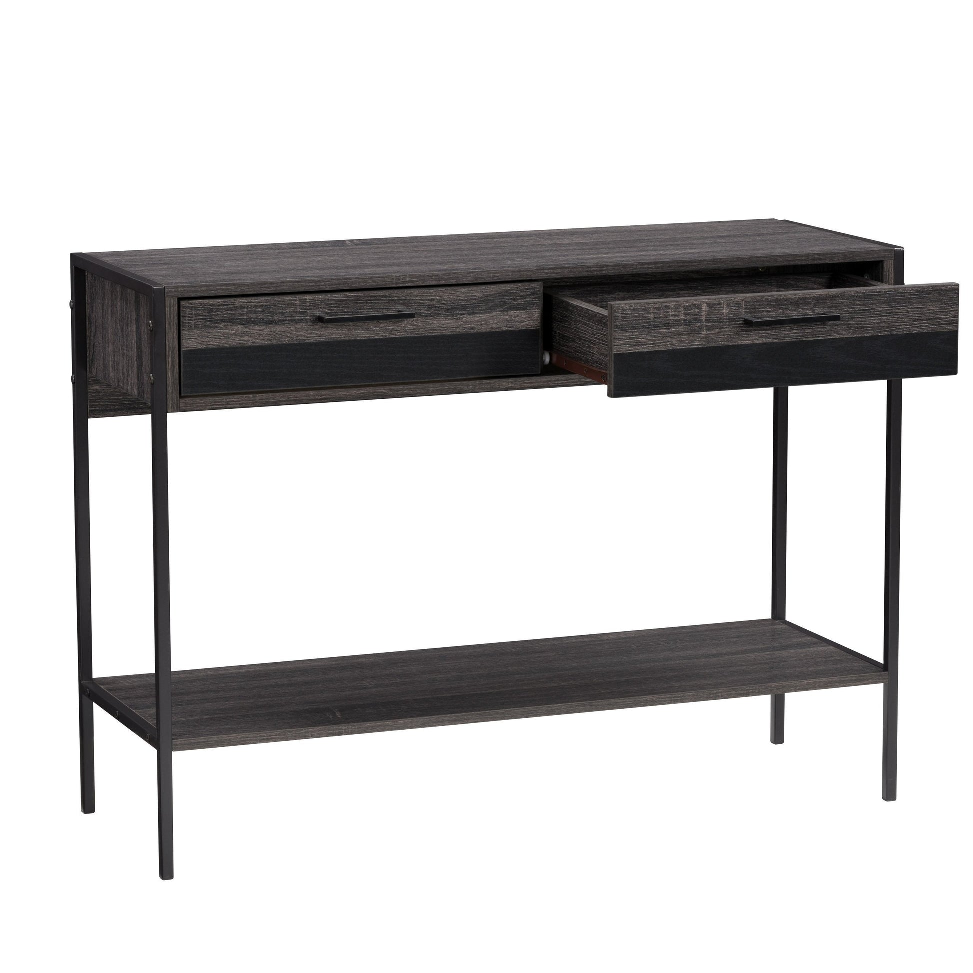distressed carbon grey black duotone Farmhouse Console Table Joliet Collection product image by CorLiving#color_distressed-carbon-grey-black-duotone