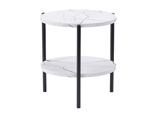 white marble White Round Side Table Arlo Collection product image by CorLiving#color_white-marble