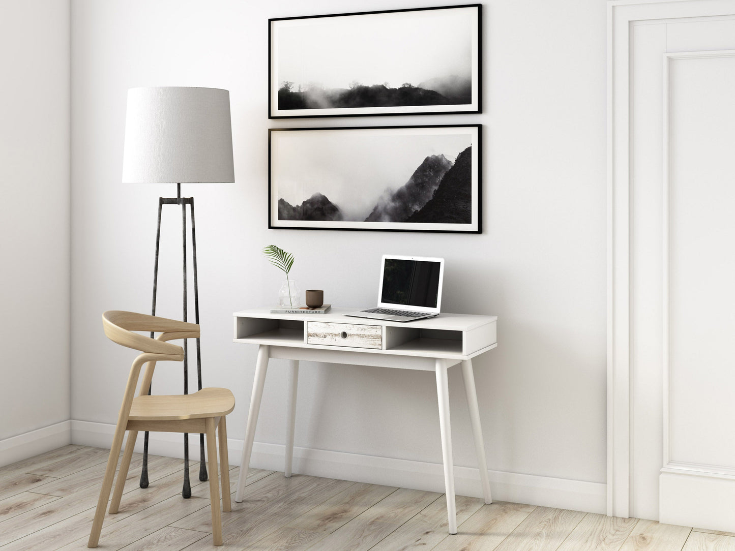 white Mid Century Desk Acerra Collection lifestyle scene by CorLiving#color_white