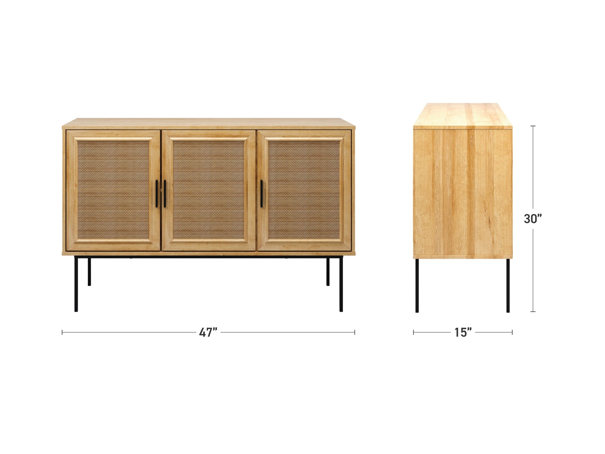 light brown Wood Sideboard Buffet Emmett Collection measurements diagram by CorLiving#color_emmett-light-brown