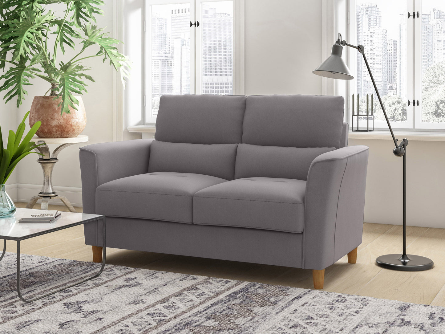 light grey 2 Seater Sofa Loveseat Caroline collection lifestyle scene by CorLiving#color_light-grey
