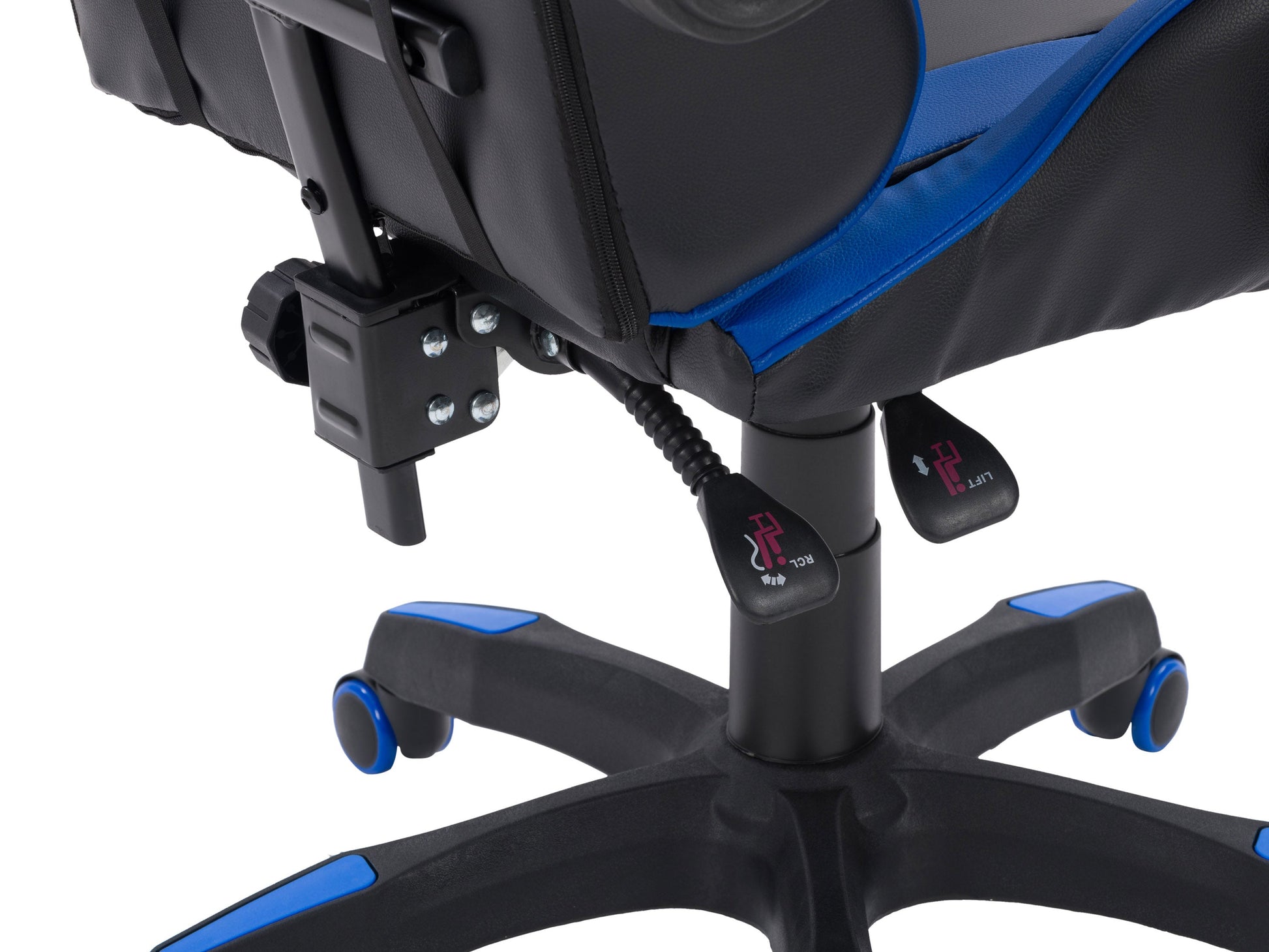 black and blue Reclining Gaming Chair Ravagers Collection detail image by CorLiving#color_black-and-blue