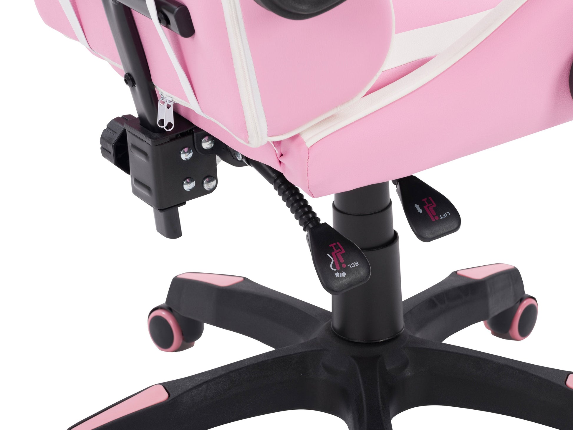 pink and white Reclining Gaming Chair Ravagers Collection detail image by CorLiving#color_pink-and-white