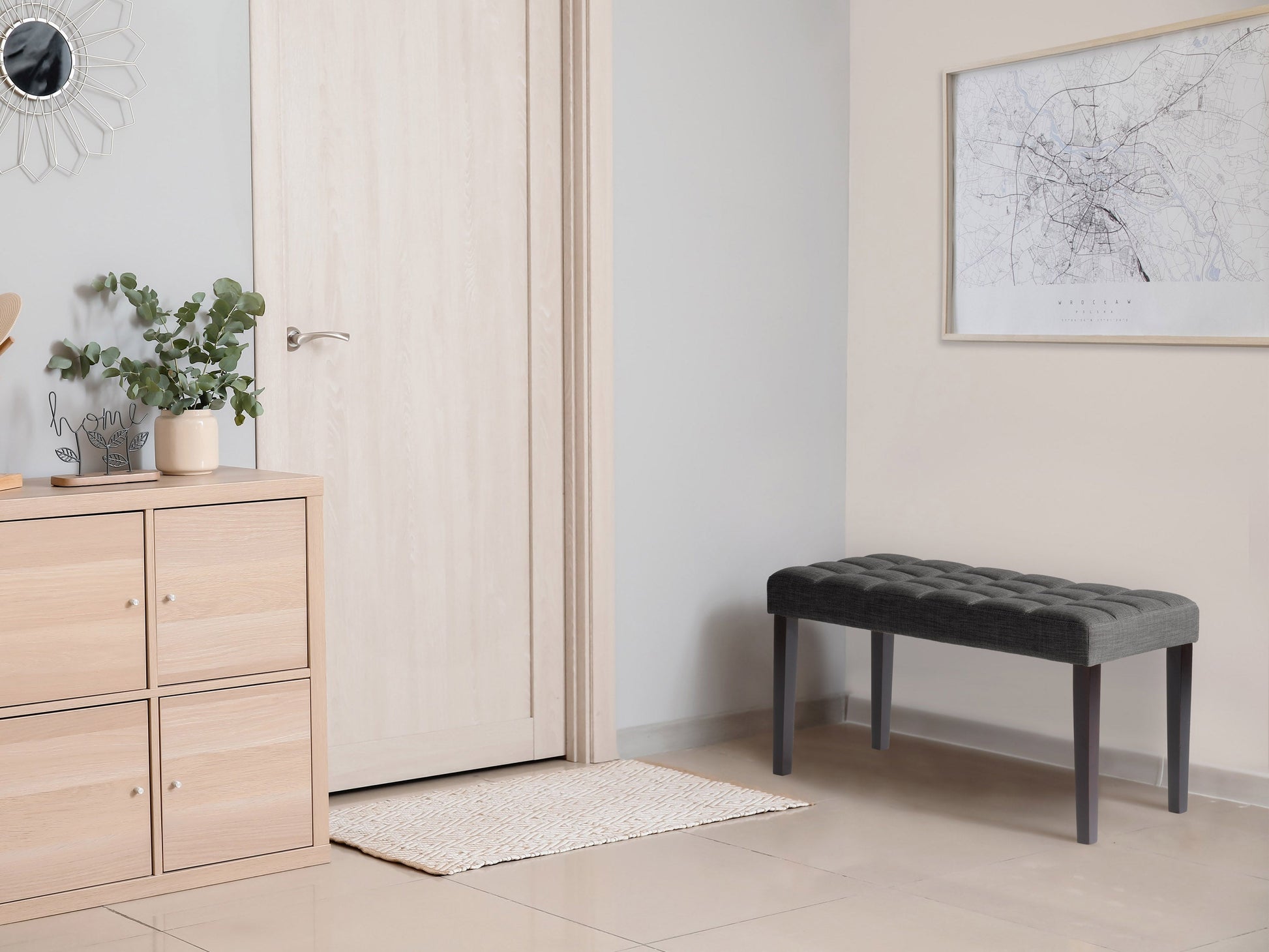dark grey Accent Bench California Collection lifestyle scene by CorLiving#color_california-dark-grey