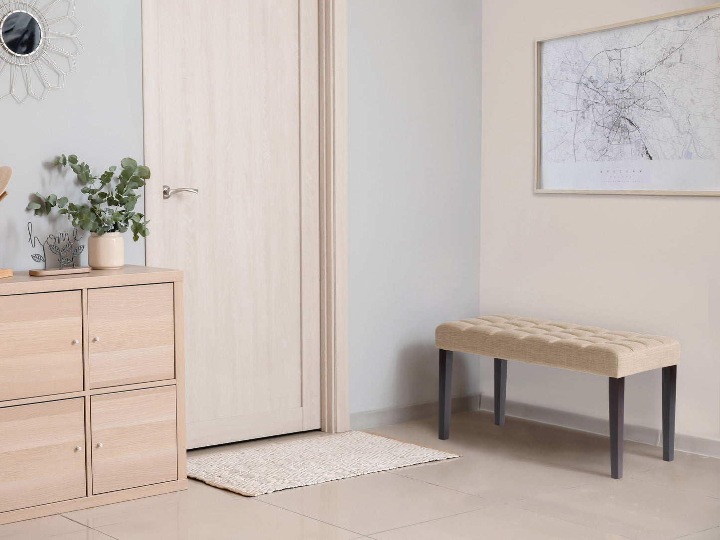 beige Accent Bench California Collection lifestyle scene by CorLiving#color_california-beige