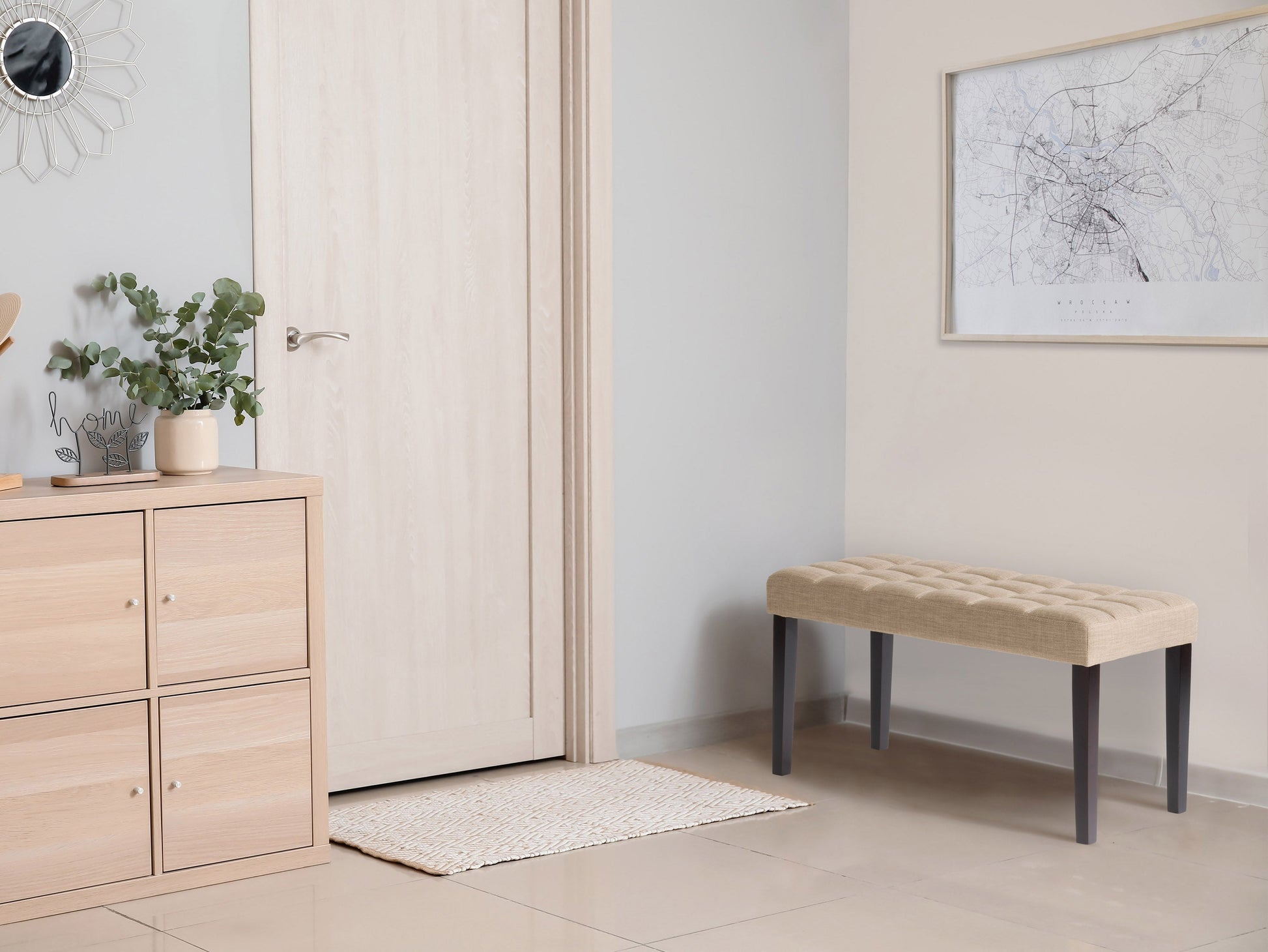 beige Accent Bench California Collection lifestyle scene by CorLiving#color_california-beige