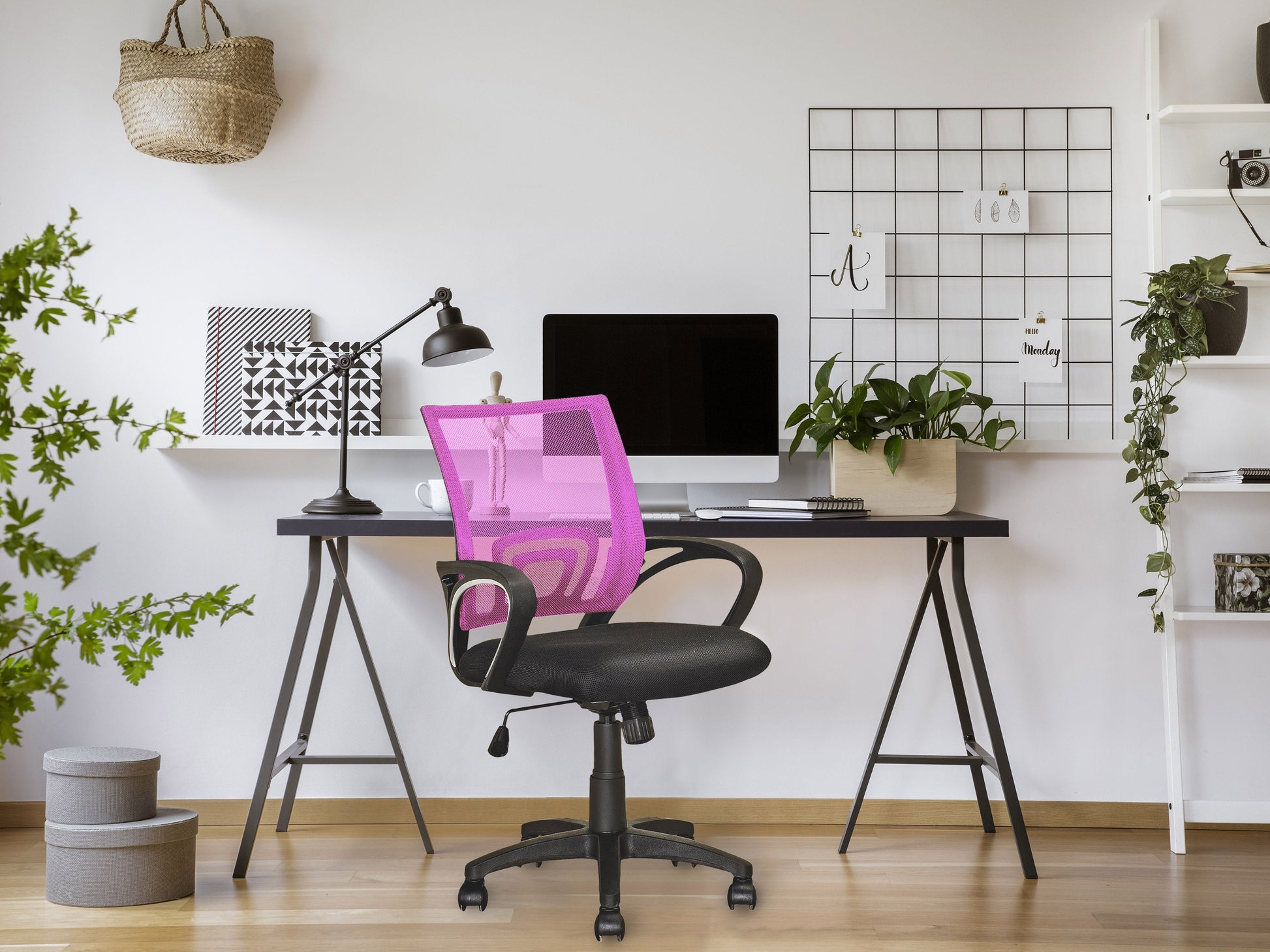 pink Mesh Back Office Chair Jaxon Collection lifestyle scene by CorLiving#color_pink