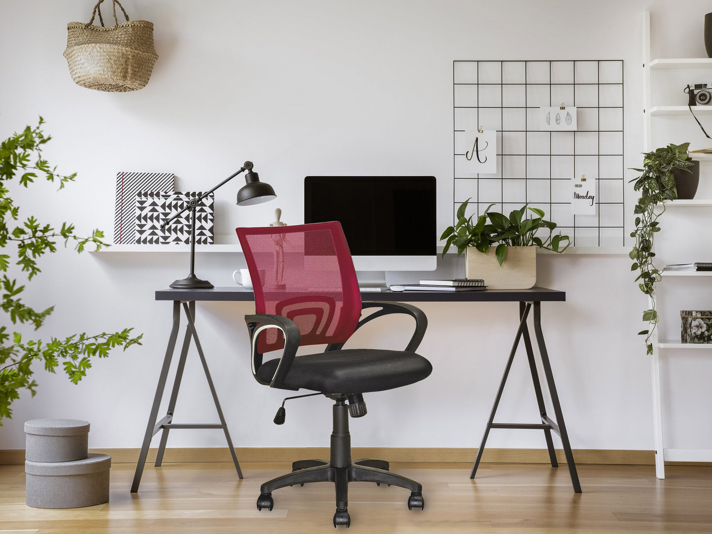 maroon Mesh Back Office Chair Jaxon Collection lifestyle scene by CorLiving#color_maroon