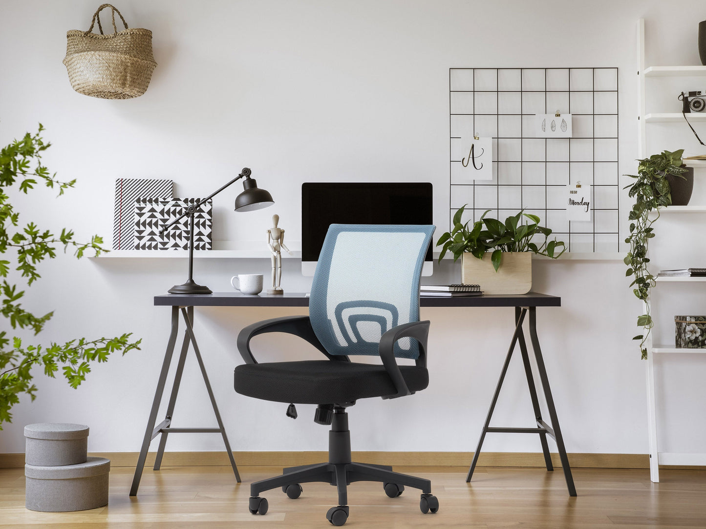 blue Mesh Back Office Chair Jaxon Collection lifestyle scene by CorLiving#color_blue