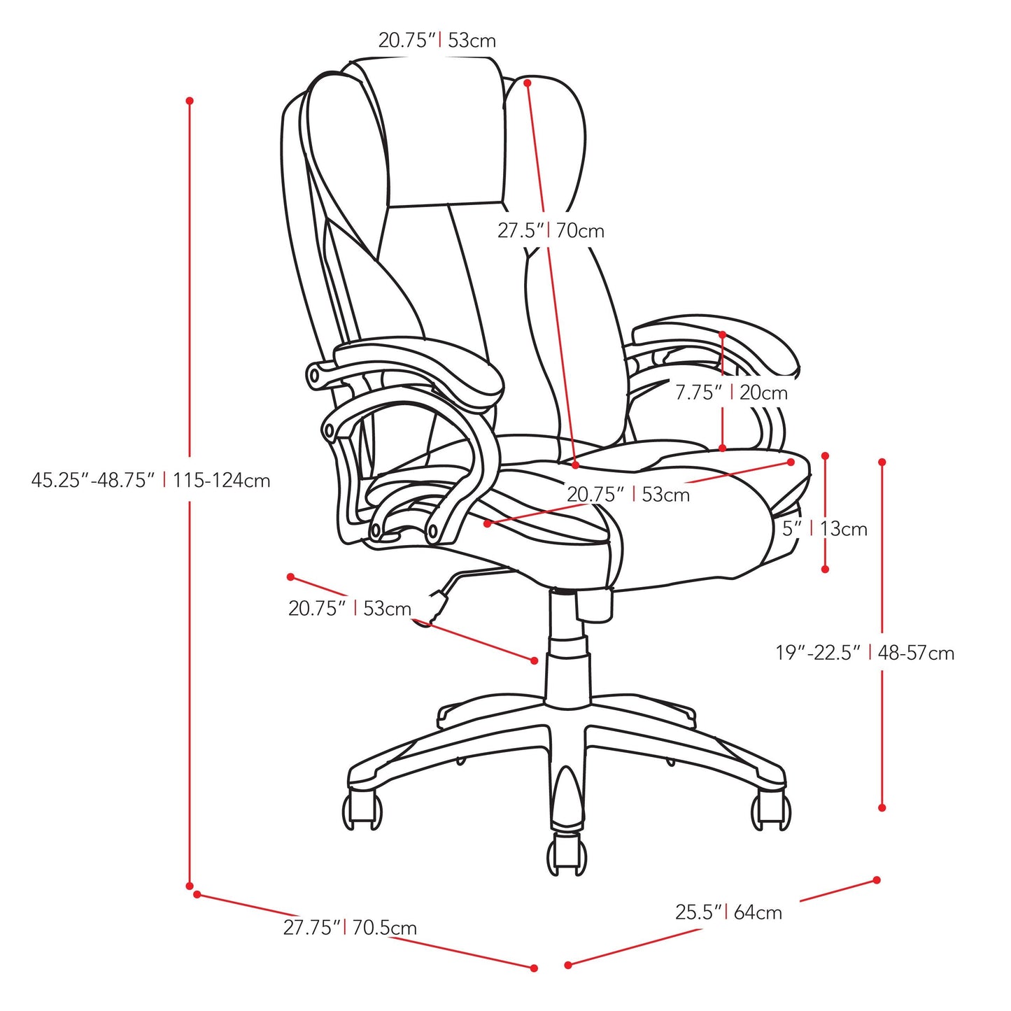 antique white Executive Office Chair Leon Collection measurements diagram by CorLiving#color_antique-white