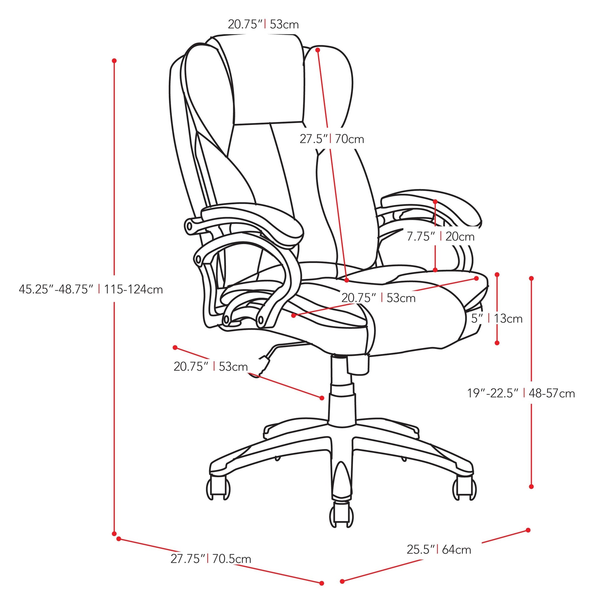 antique white Executive Office Chair Leon Collection measurements diagram by CorLiving#color_antique-white