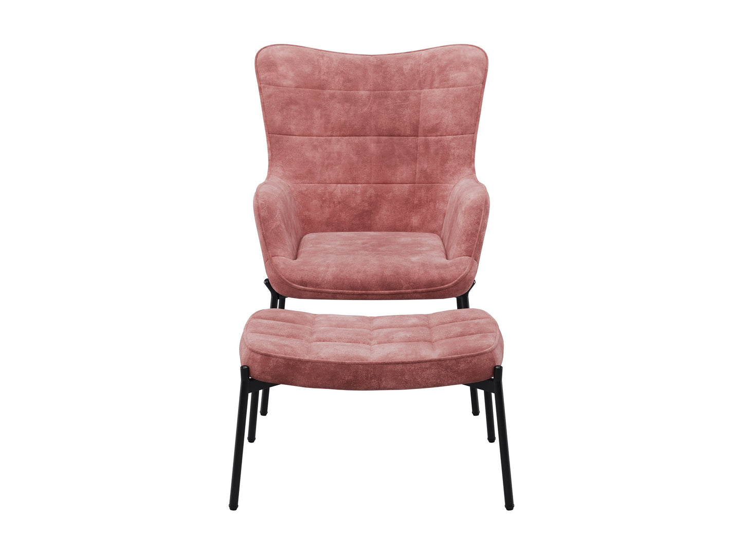 pink Velvet Accent Chair with Stool Charlotte Collection product image by CorLiving#color_charlotte-salmon-pink