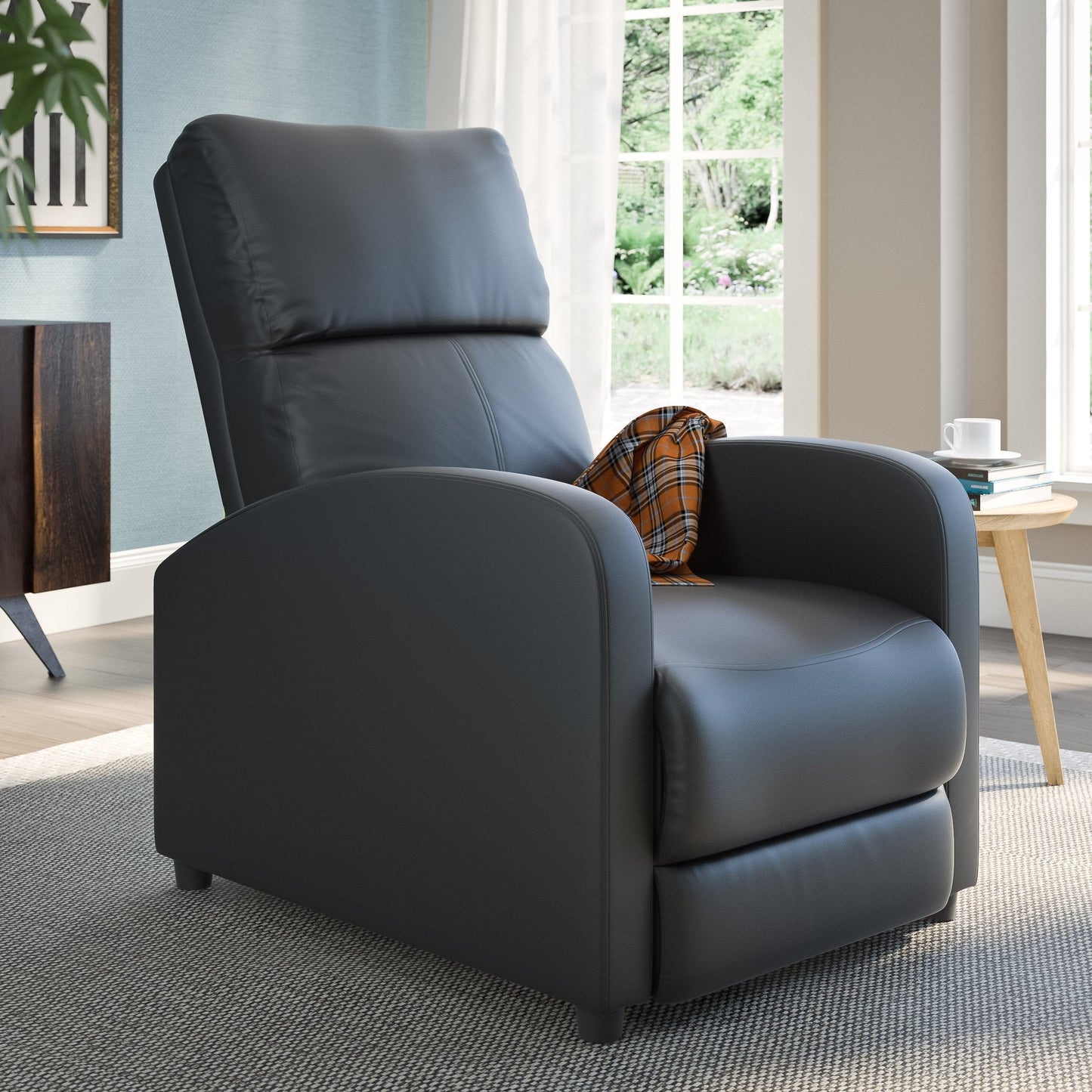 black Modern Recliner Chair Moor Collection lifestyle scene by CorLiving#color_black