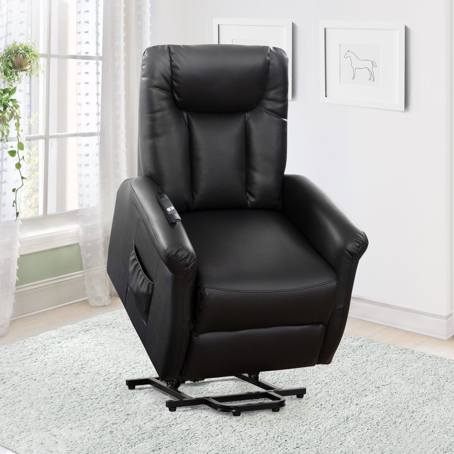 black Power Lift Assist Recliner Arlington Collection lifestyle scene by CorLiving#color_black