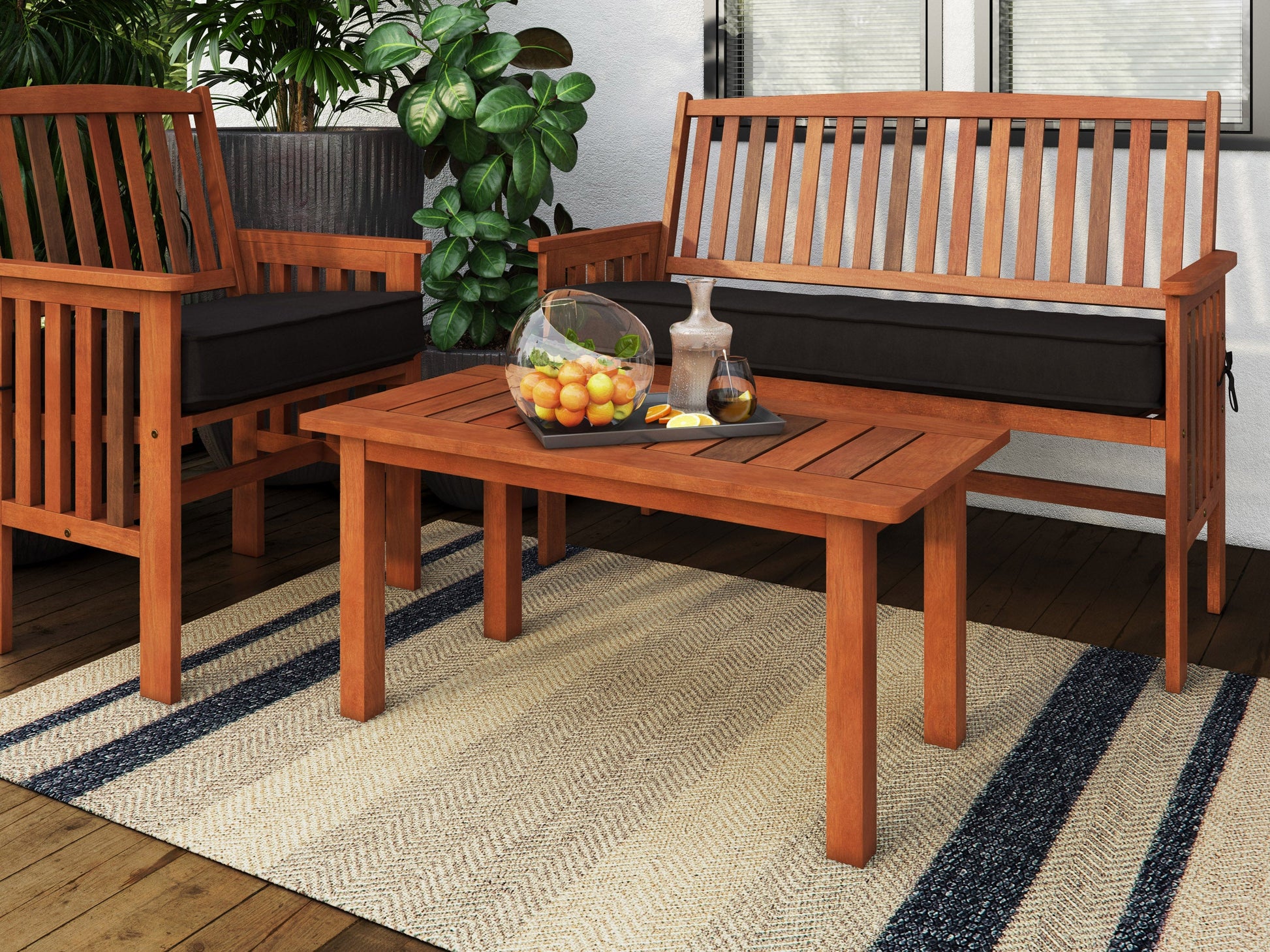 brown Natural Wood Coffee Table Miramar Collection lifestyle scene by CorLiving#color_miramar-brown