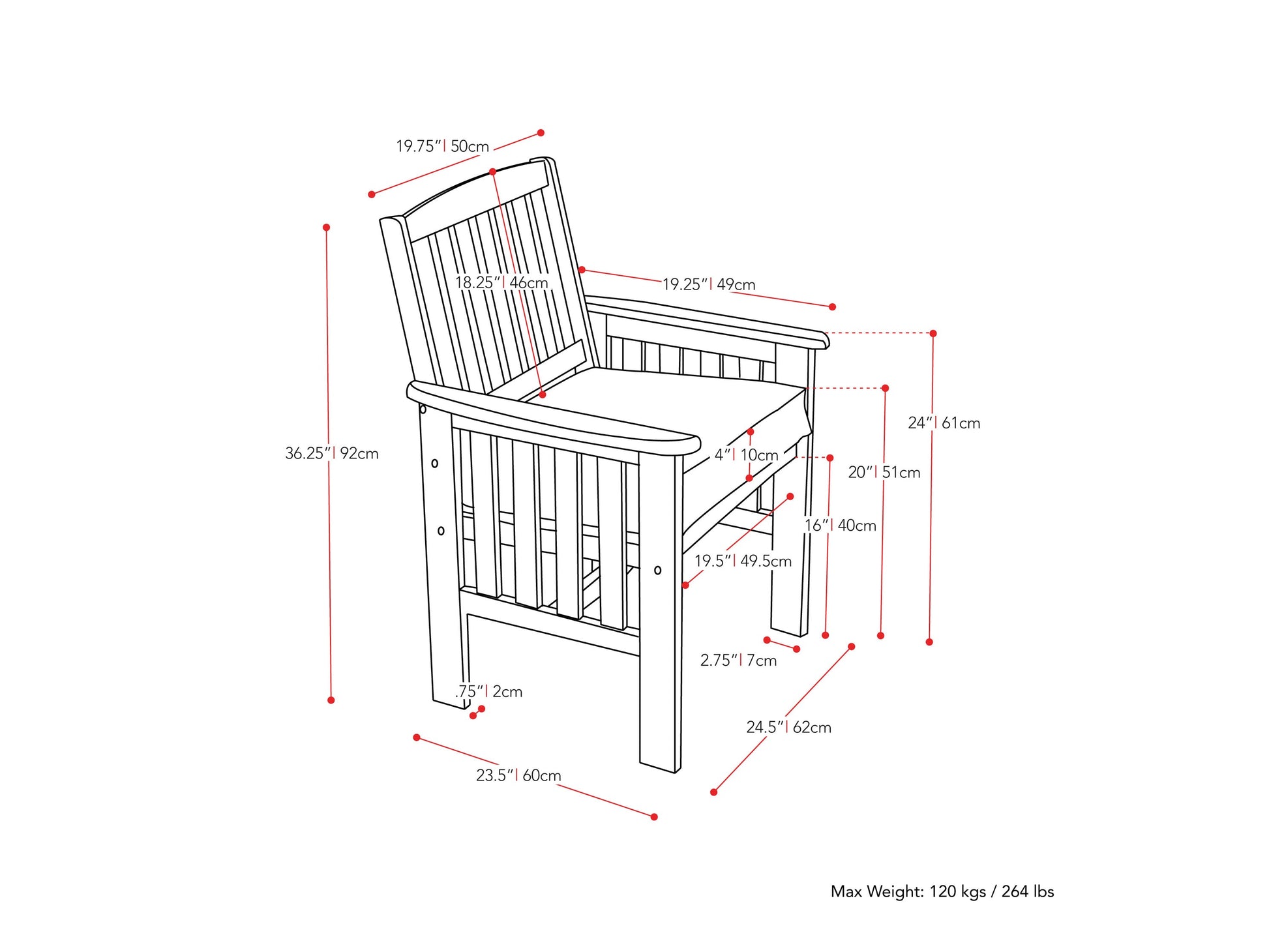 Miramar Brown Wooden Patio Set, 4pc Miramar Collection measurements diagram by CorLiving#color_miramar-brown
