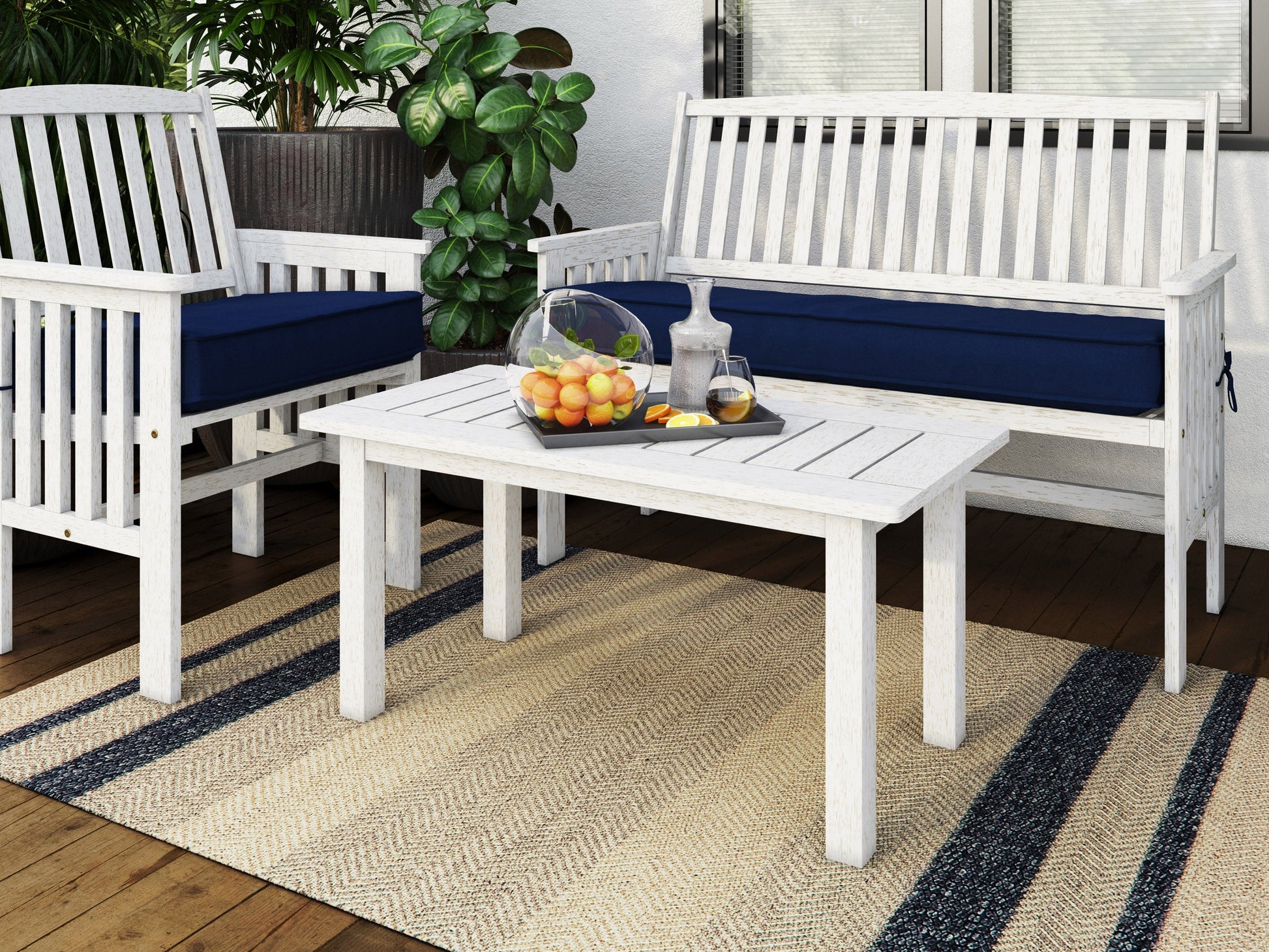 white Natural Wood Coffee Table Miramar Collection lifestyle scene by CorLiving#color_miramar-washed-white