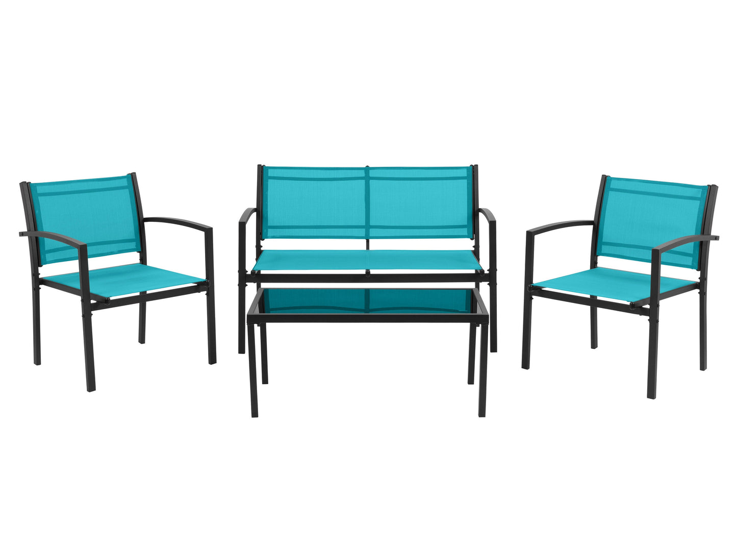 teal Metal Outdoor Conversation Set, 4pc Everett Collection product image by CorLiving#color_teal