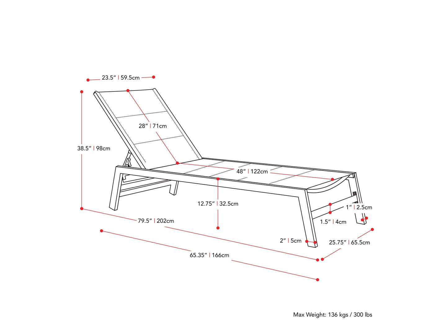 grey Reclining Lounge Chair Jasper Collection measurements diagram by CorLiving#color_grey