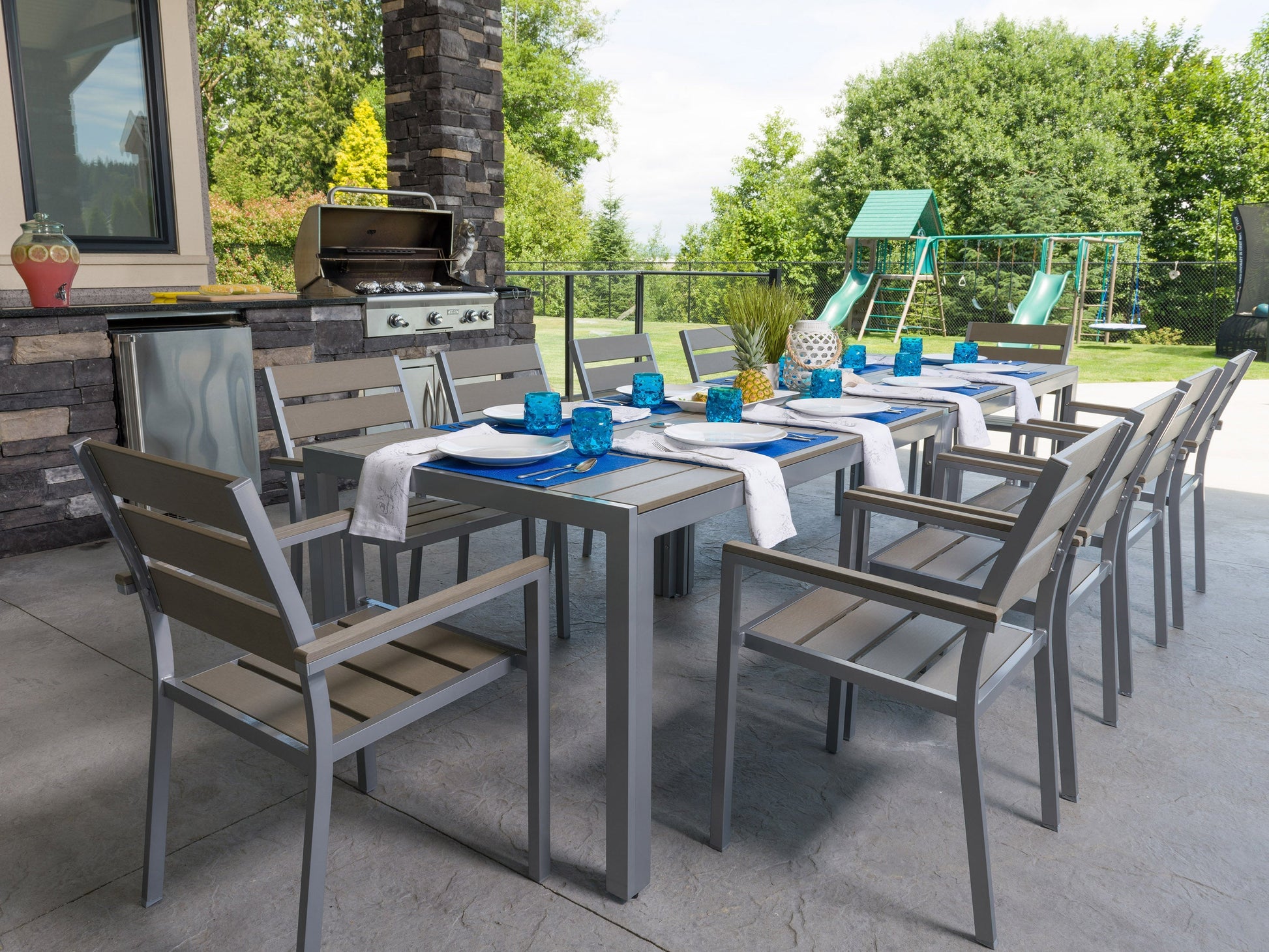 grey Patio Chairs, Set of 4 Gallant Collection lifestyle scene by CorLiving#color_grey