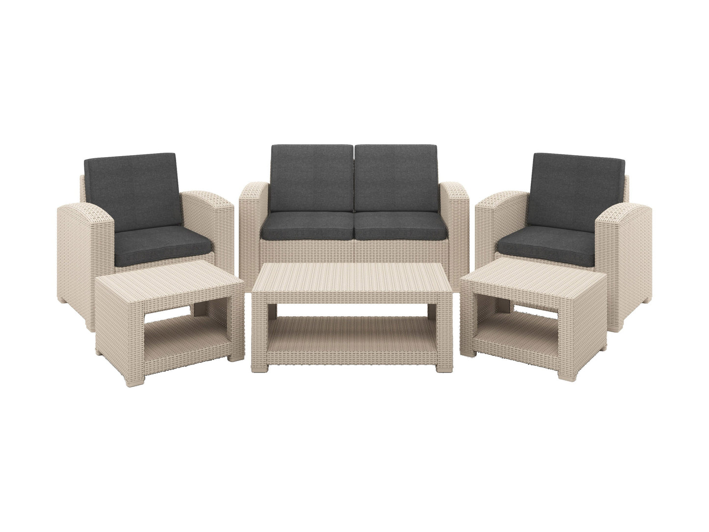 black and beige weave 6 Piece Patio Set Adelaide Collection product image by CorLiving#color_black-and-beige-weave