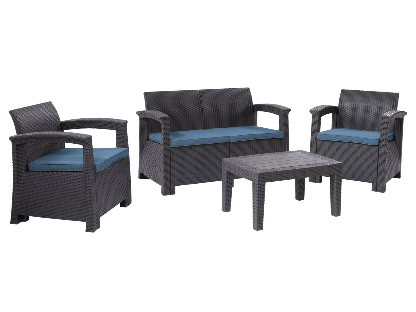 black and blue Patio Conversation Set, 4pc Lake Front Collection product image by CorLiving#color_black-and-blue