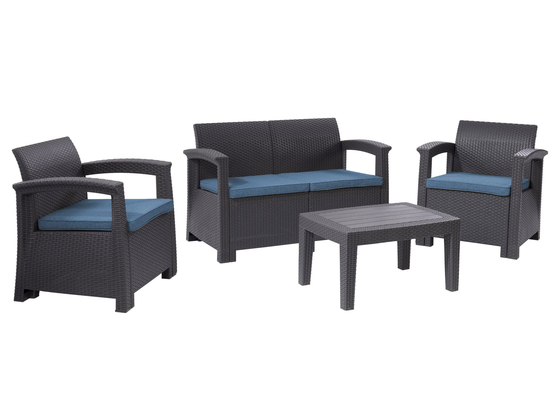 black and blue Patio Conversation Set, 4pc Lake Front Collection product image by CorLiving#color_black-and-blue