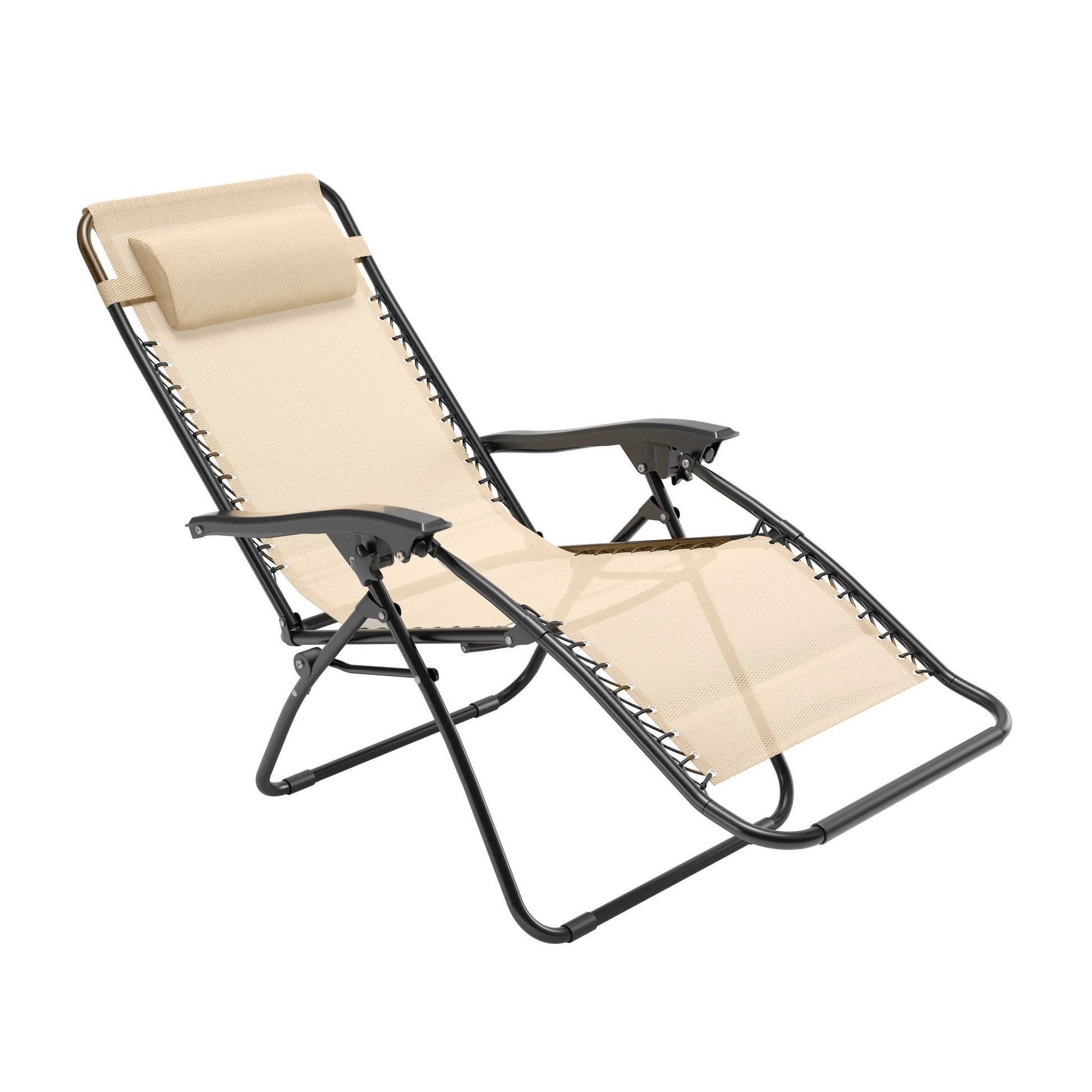 cream Folding Lounge Chair Riverside Collection product image by CorLiving#color_cream