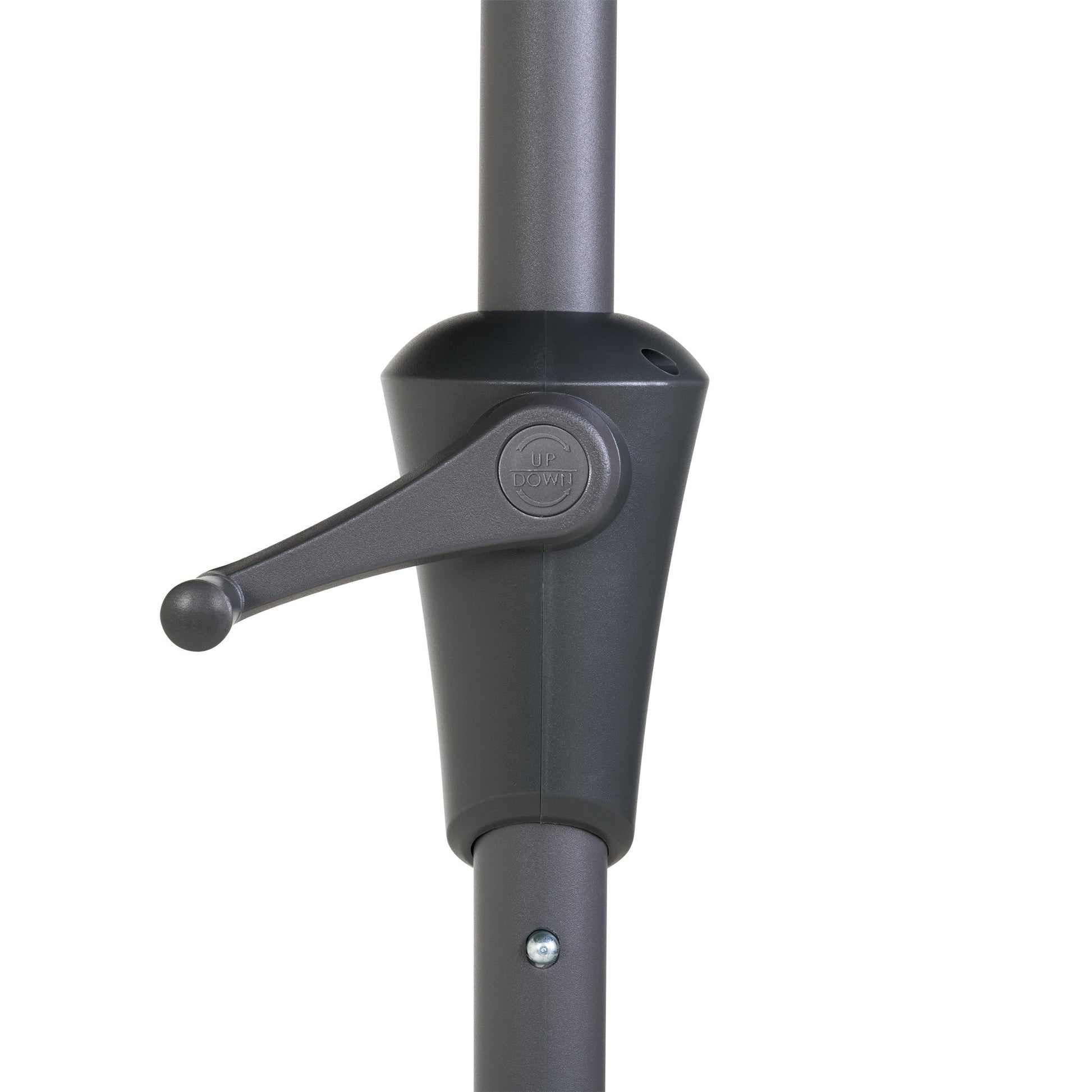 black 10ft patio umbrella, round tilting with base 200 Series detail image CorLiving#color_black