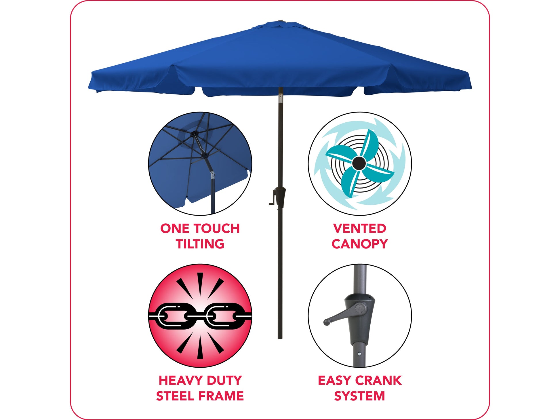 cobalt blue 10ft patio umbrella, round tilting 200 Series infographic CorLiving#color_cobalt-blue
