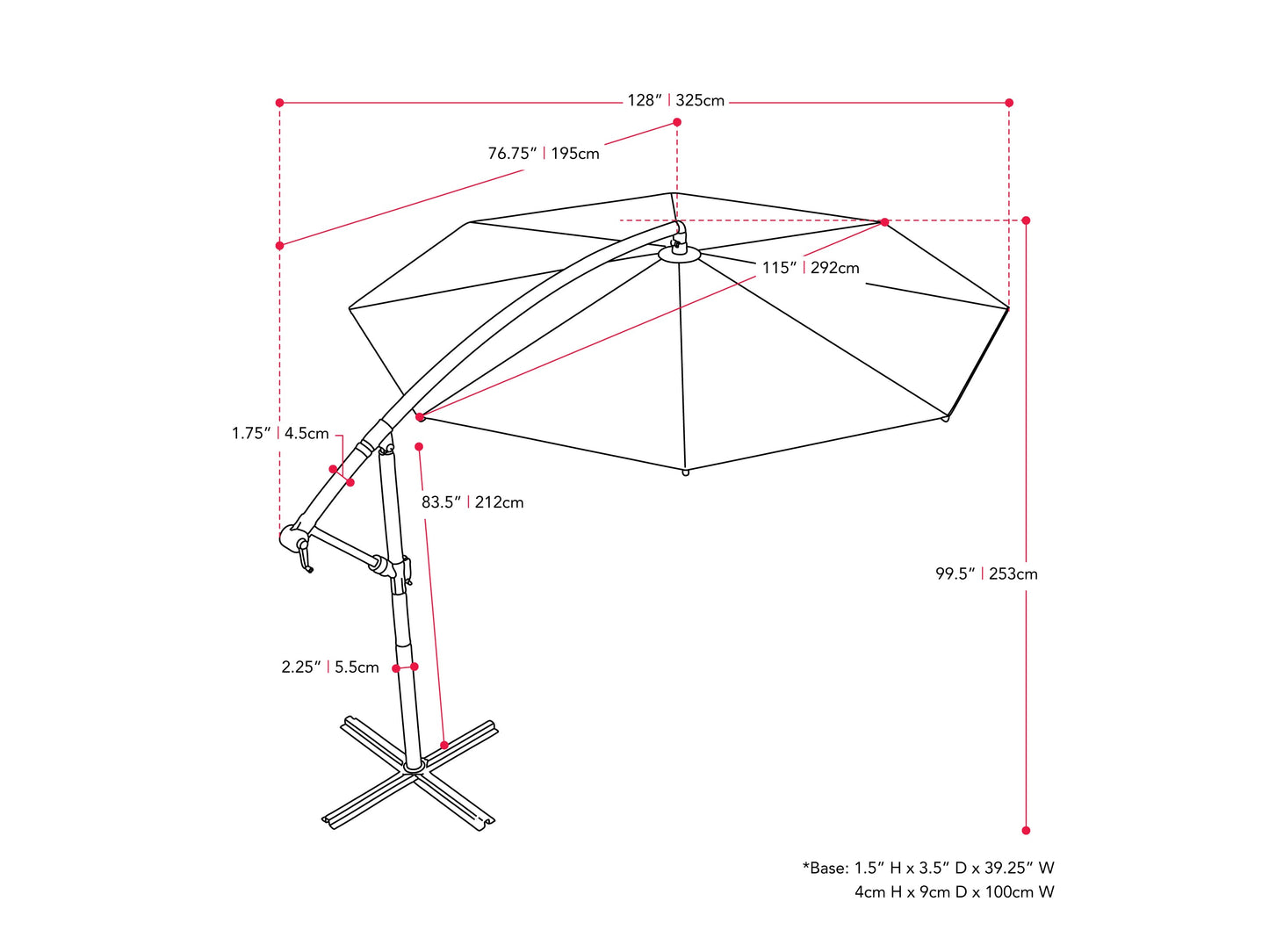 cobalt blue offset patio umbrella 400 Series measurements diagram CorLiving#color_cobalt-blue