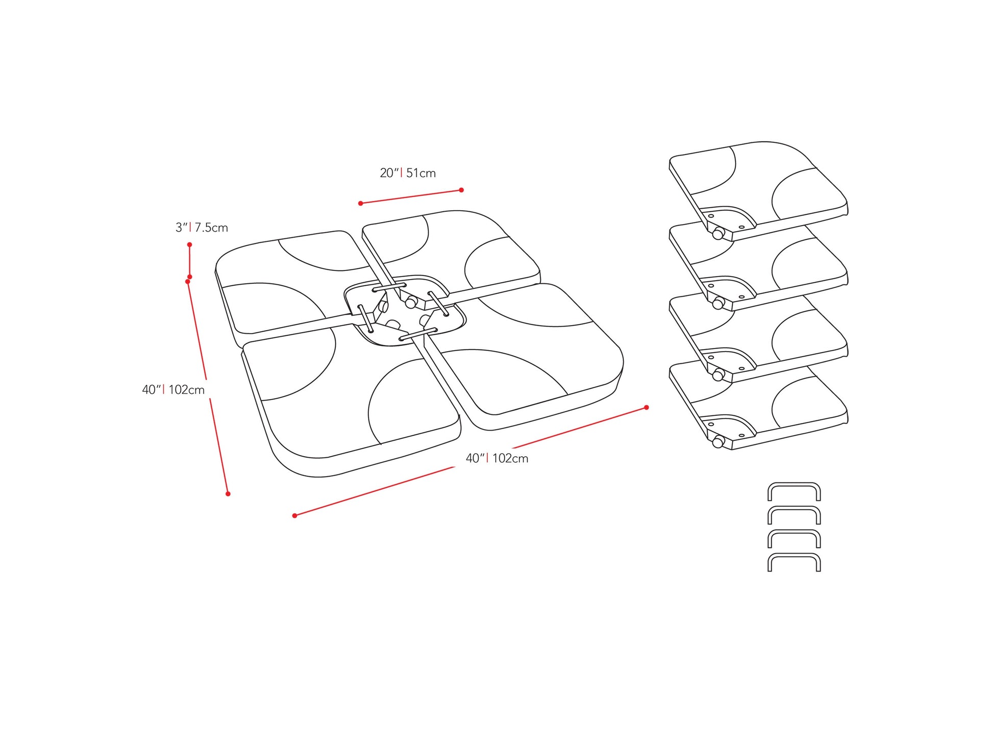  patio umbrella base weights CorLiving measurements diagram CorLiving