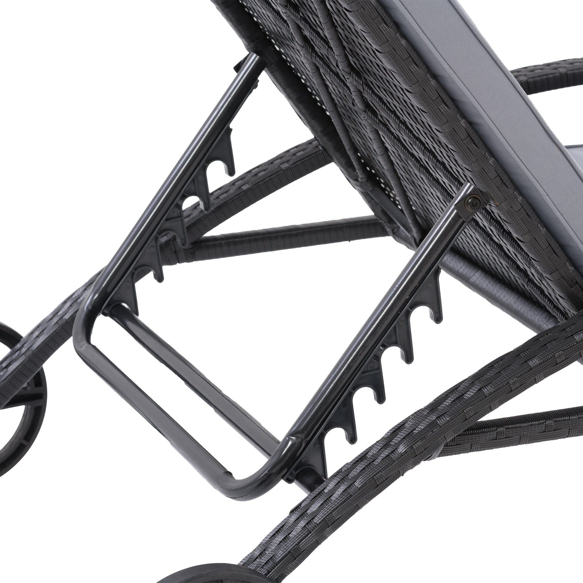 black and ash grey Outdoor Wicker Lounge Chair Parksville Collection detail image by CorLiving#color_black-and-ash-grey