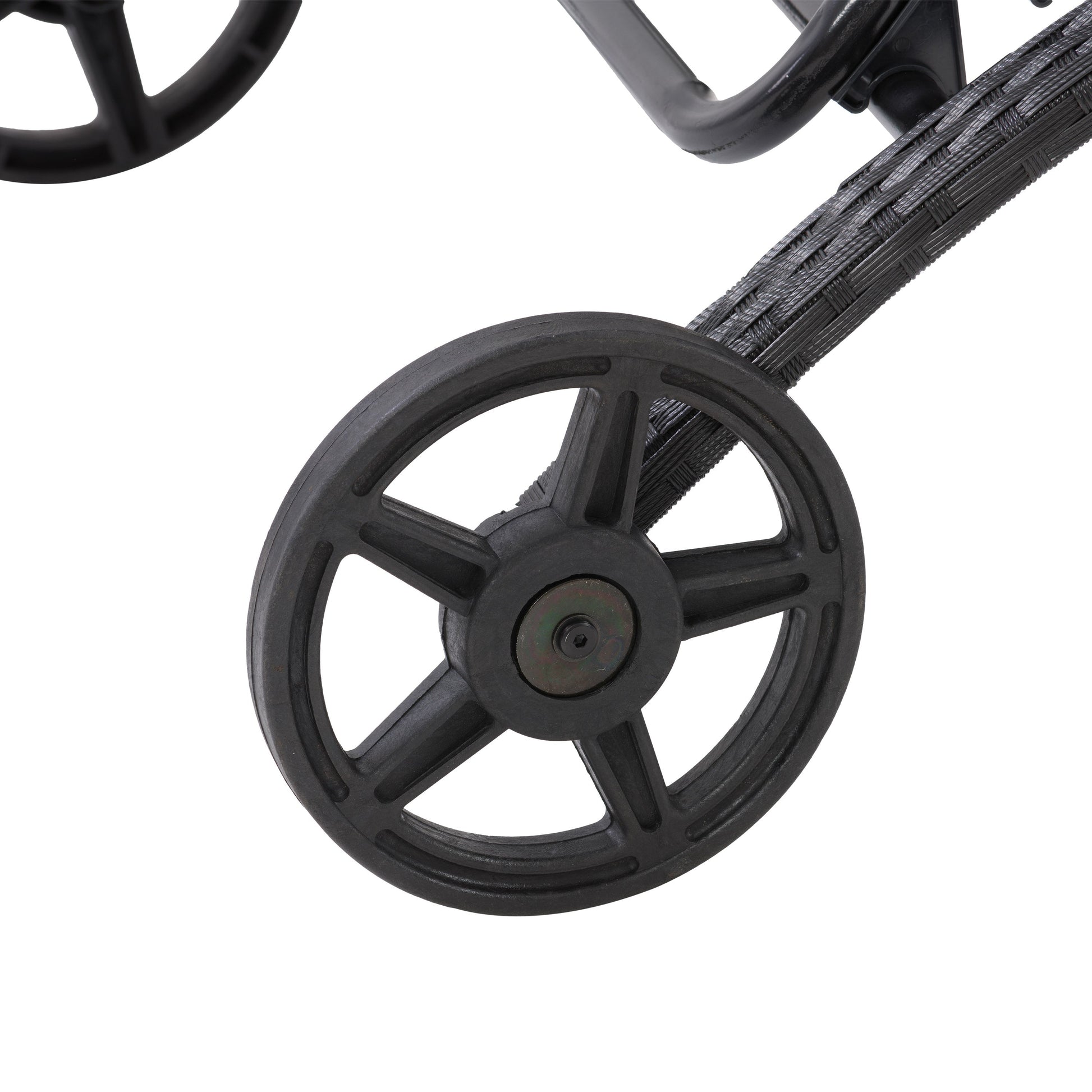 black and ash grey Outdoor Wicker Lounge Chair Parksville Collection detail image by CorLiving#color_black-and-ash-grey