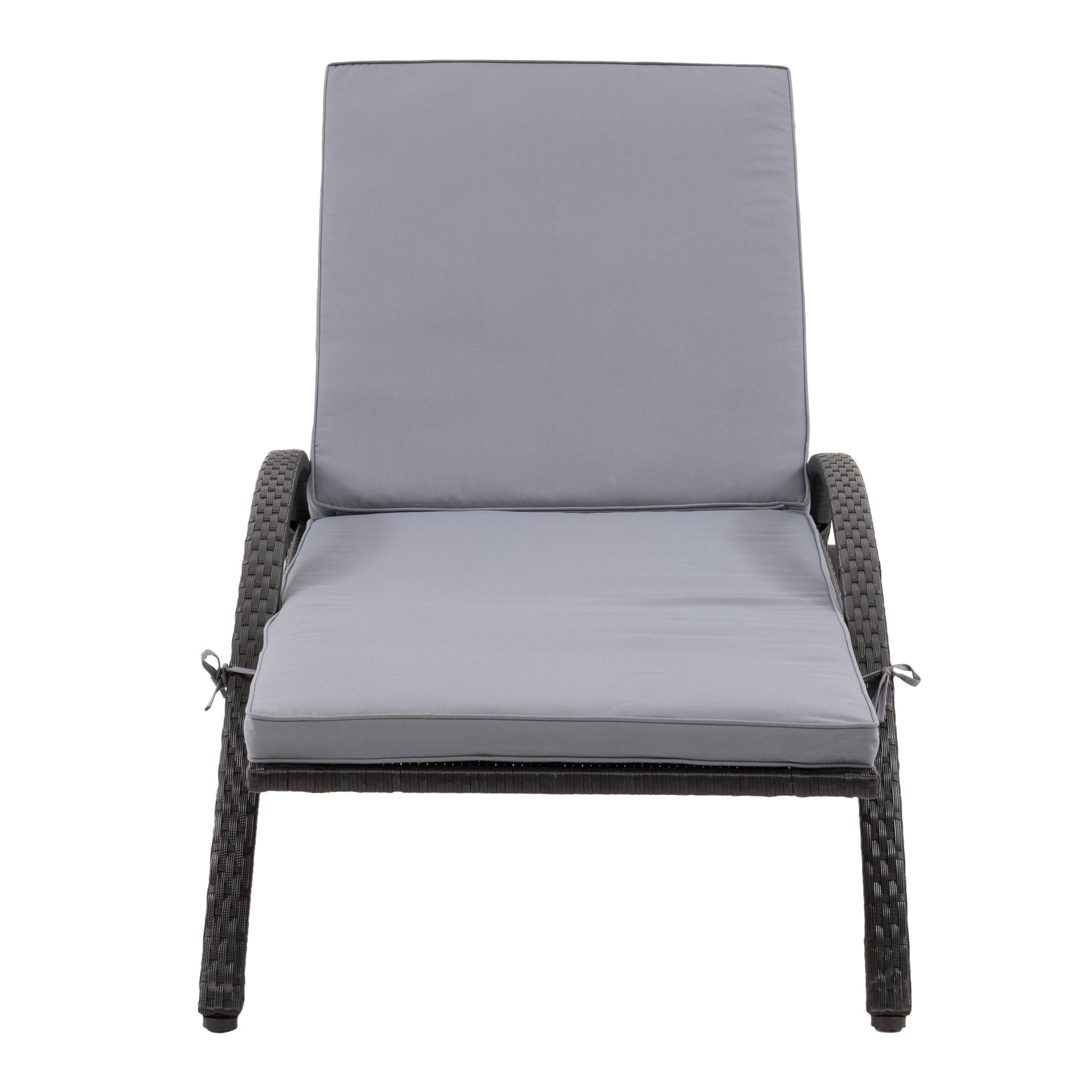 black and ash grey Outdoor Wicker Lounge Chair Parksville Collection product image by CorLiving#color_black-and-ash-grey
