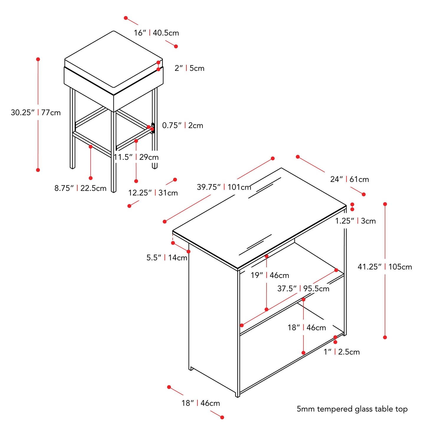 Patio Bar Set 3pc
