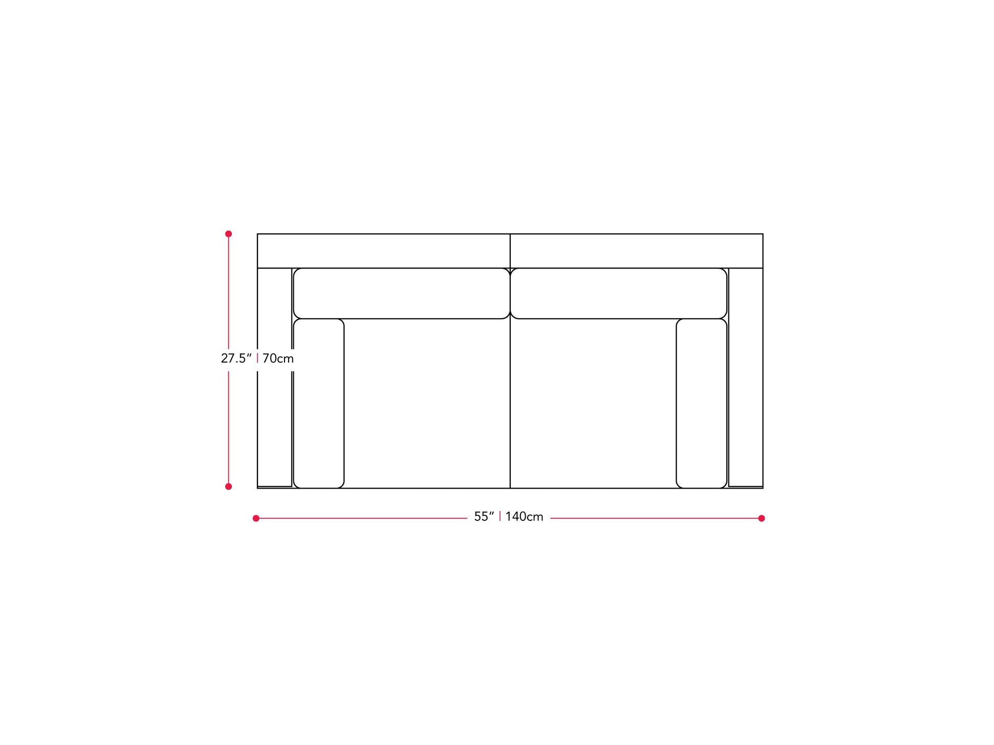 blended grey and oxford blue Outdoor Loveseat, 2pc Parksville Collection measurements diagram by CorLiving#color_blended-grey-and-oxford-blue