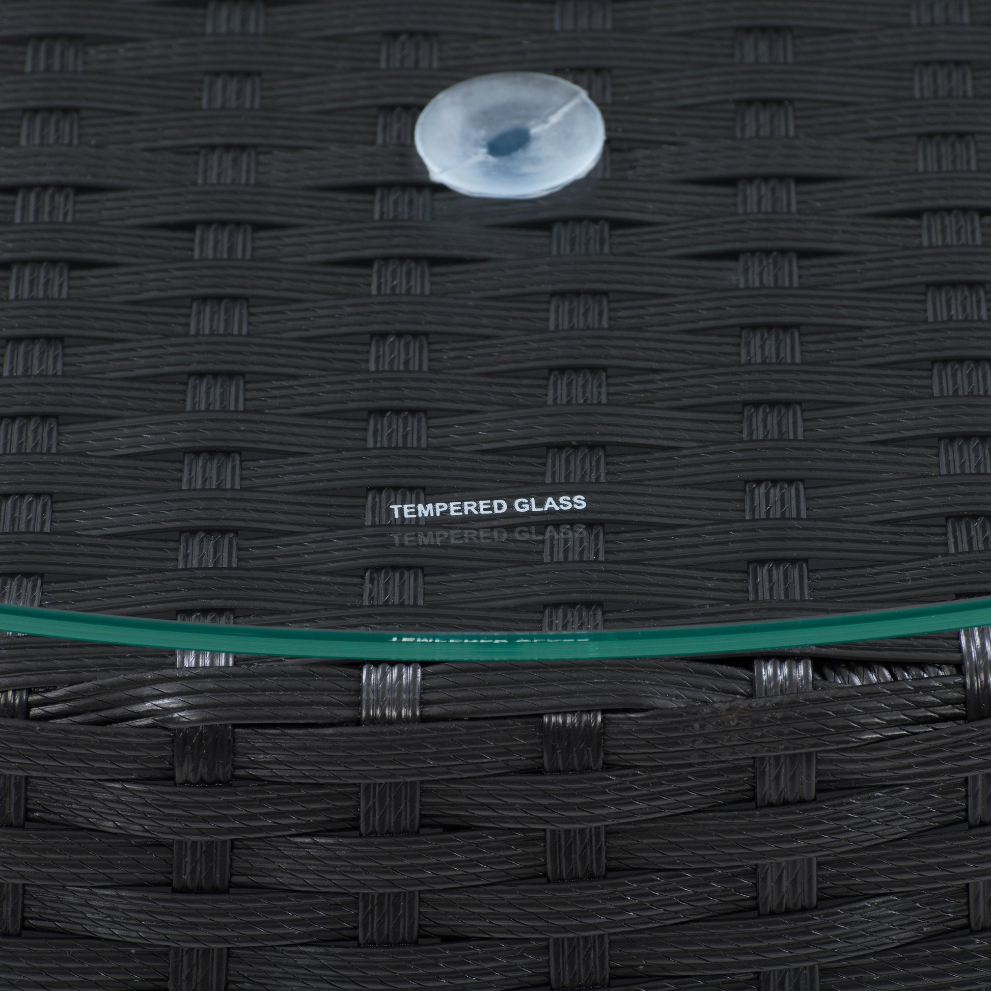 black weave Round Wicker Coffee Table Parksville Collection detail image by CorLiving#color_textured-black-weave