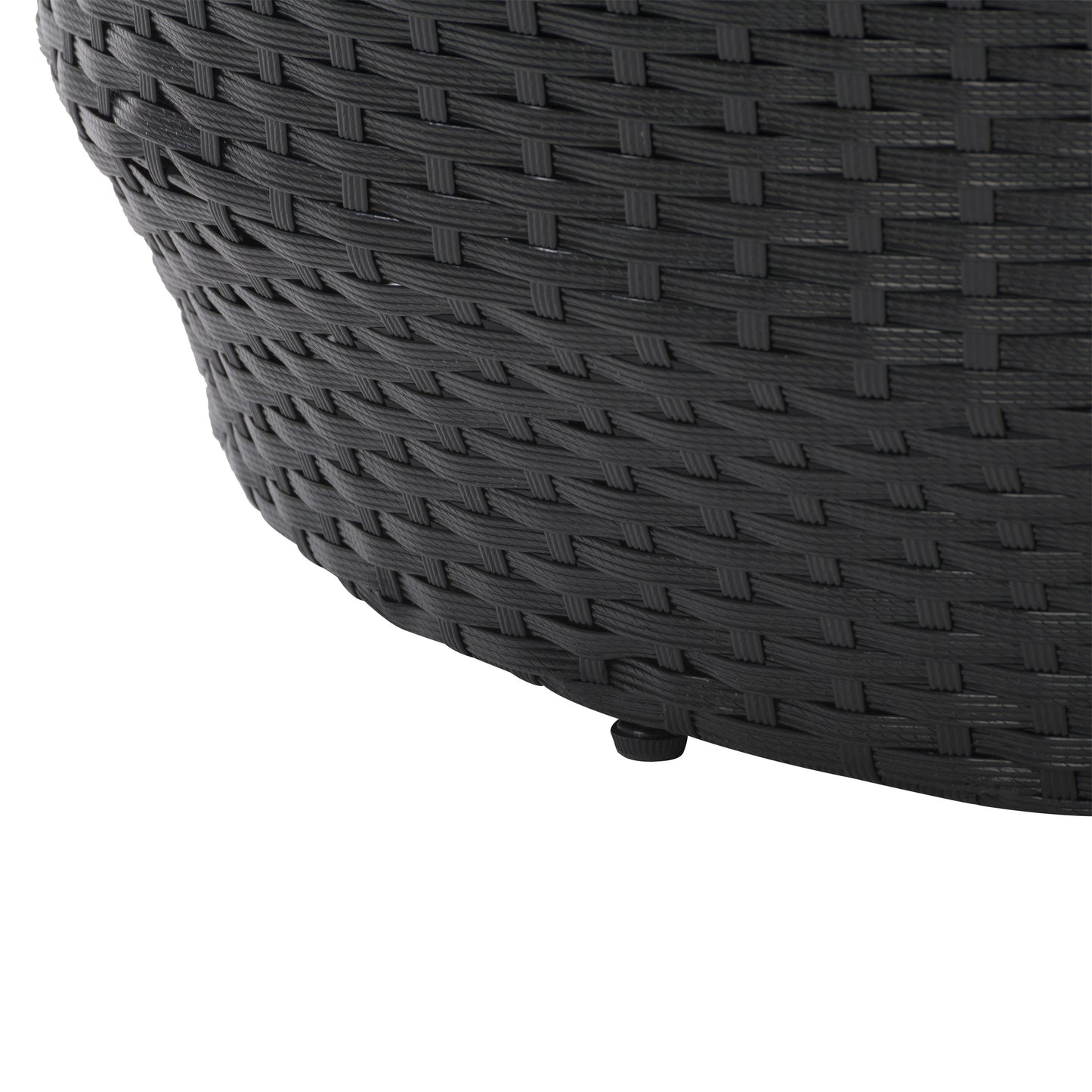 black weave Round Wicker Coffee Table Parksville Collection detail image by CorLiving#color_textured-black-weave