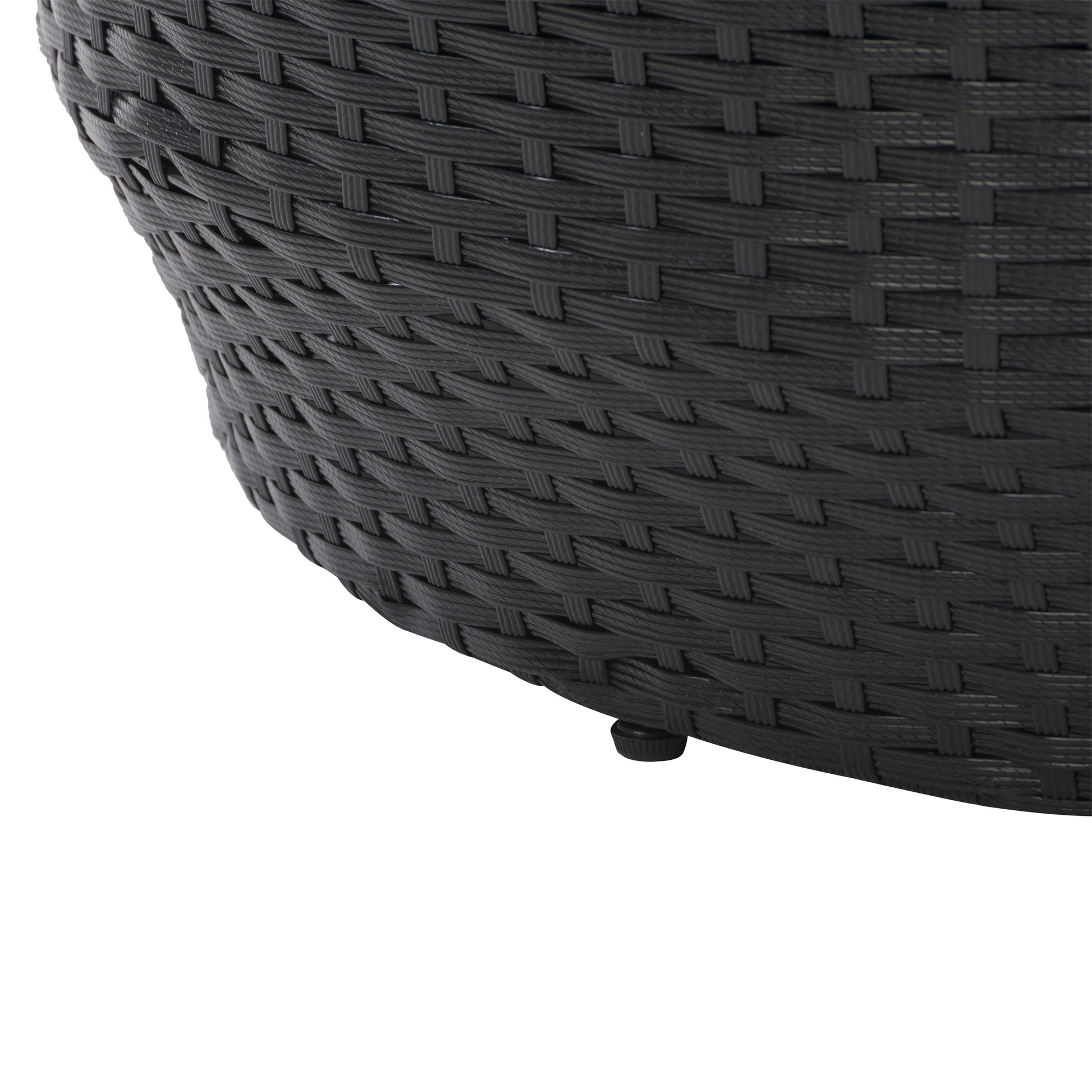 black weave Round Wicker Coffee Table Parksville Collection detail image by CorLiving#color_textured-black-weave