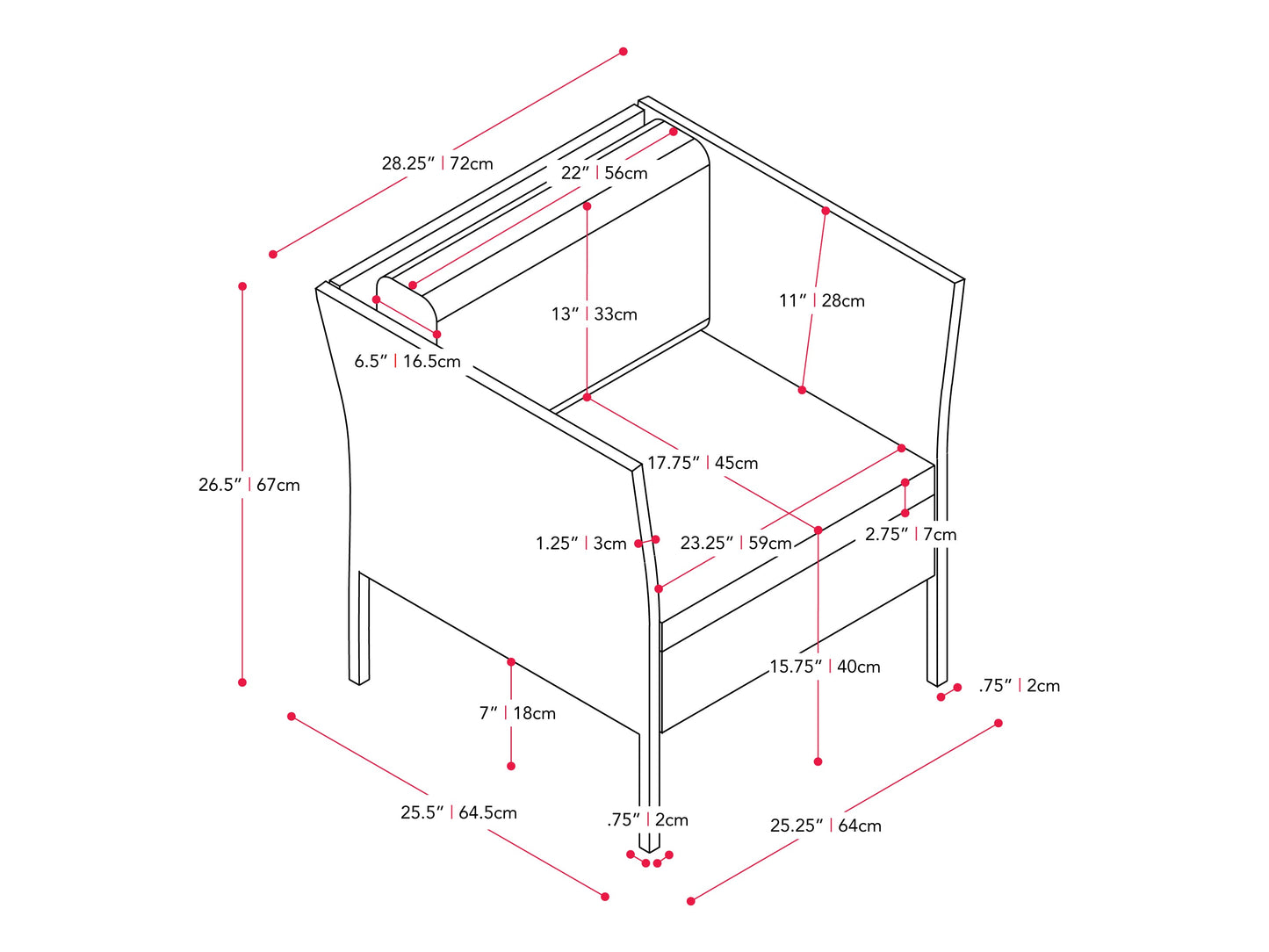 black and ash grey Patio Armchair Parksville Collection measurements diagram by CorLiving#color_black-and-ash-grey
