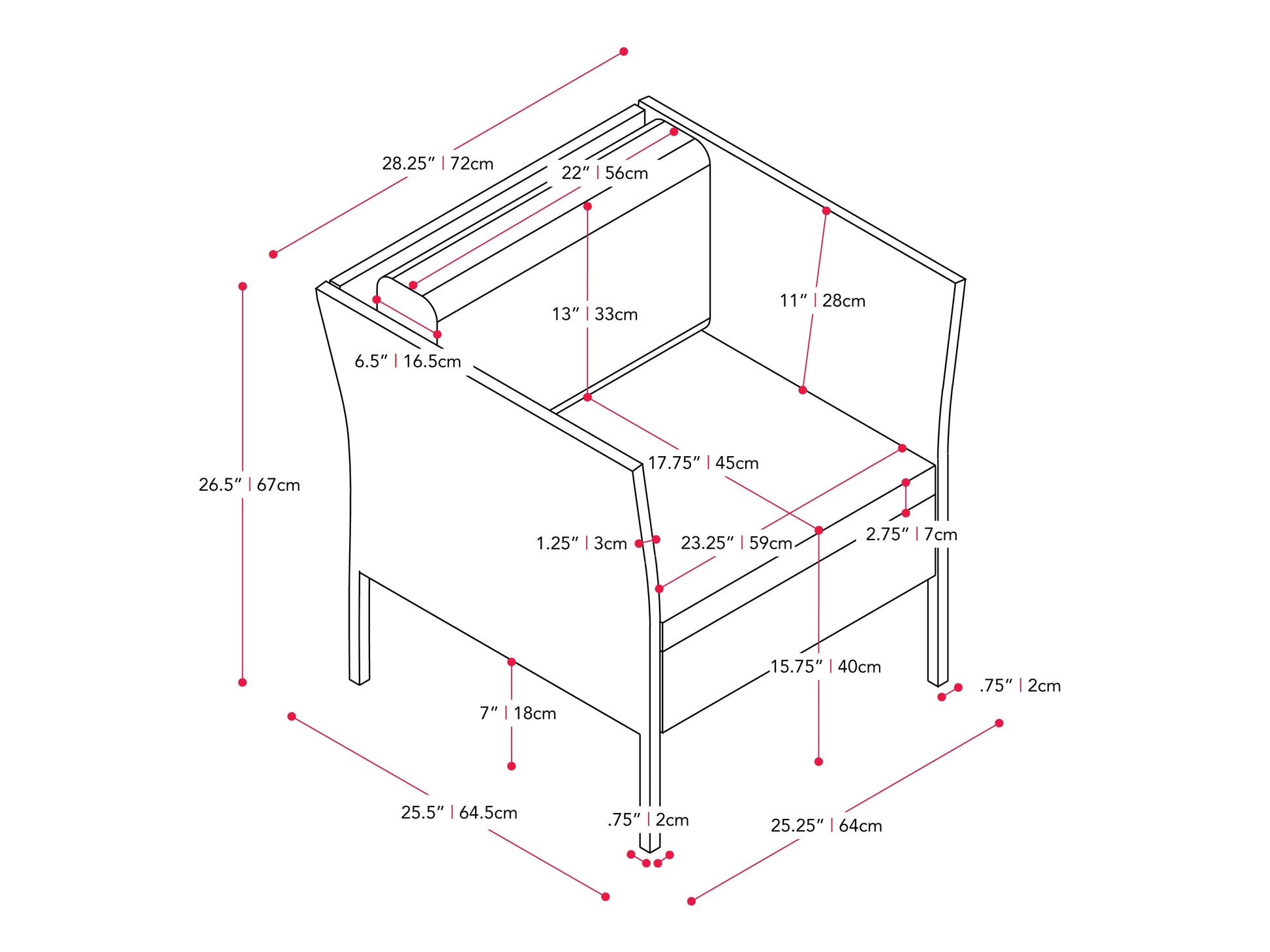 blended grey and oxford blue Patio Armchair Parksville Collection measurements diagram by CorLiving#color_blended-grey-and-oxford-blue